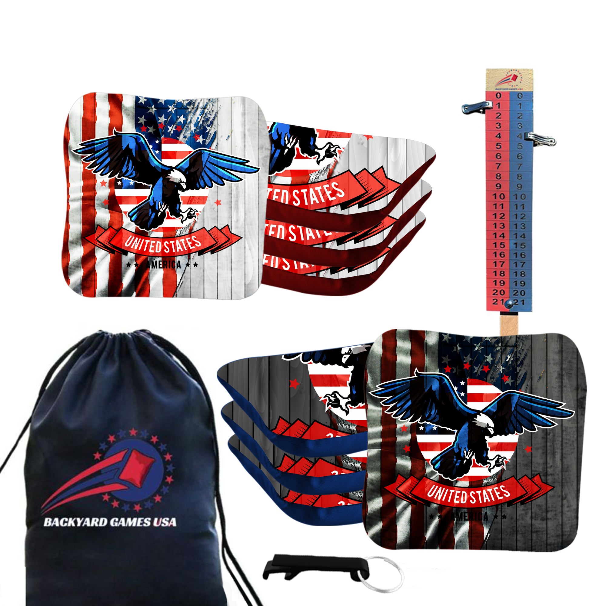 USA Eagle Flag Cornhole Bags - Set of 8