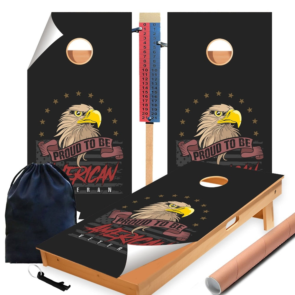 Proud Veteran Cornhole Boards Wraps (Set of 2)