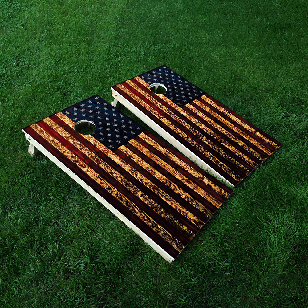 Rustic Wood Cornhole Boards Wraps (Set of 2)