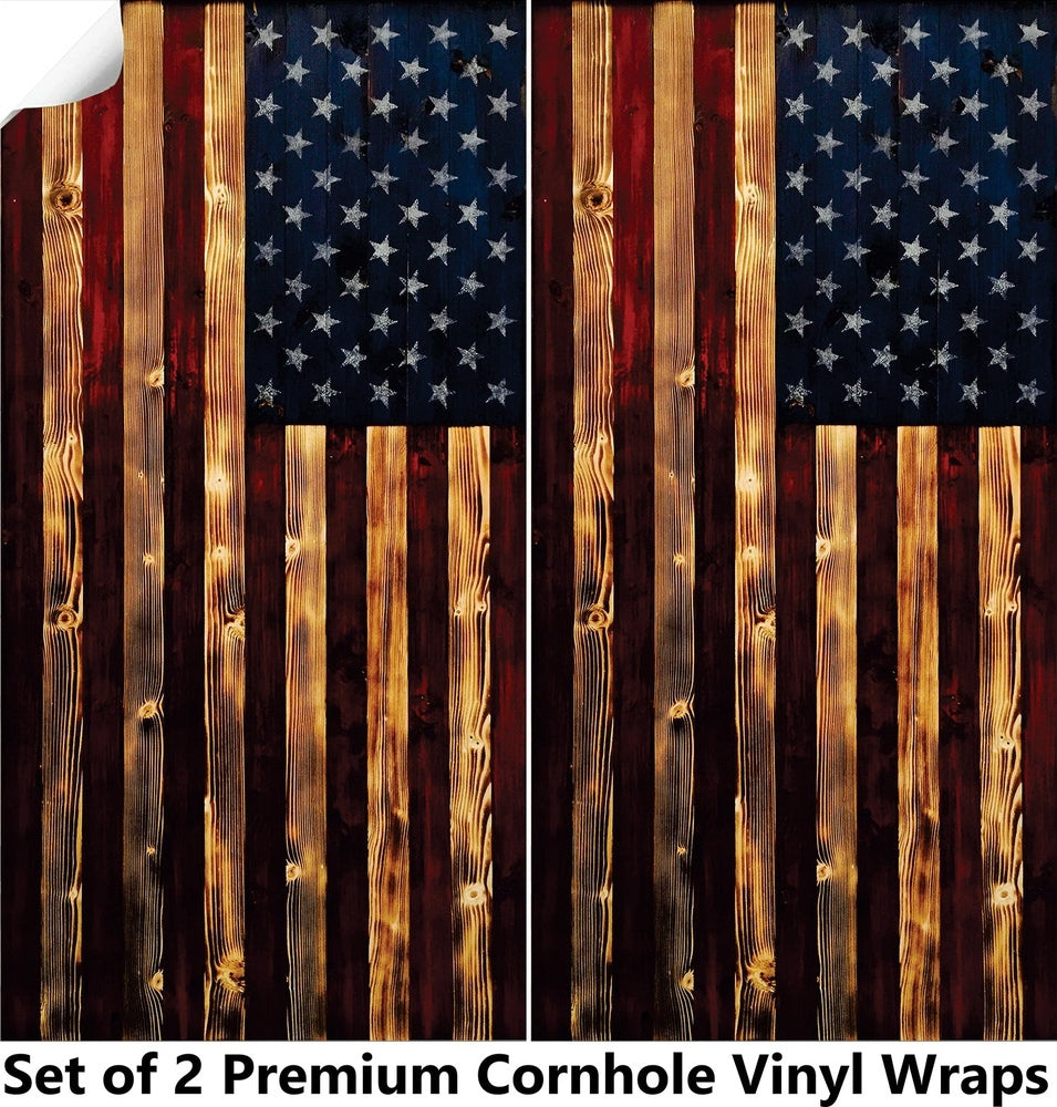 Rustic Wood Cornhole Boards Wraps (Set of 2)