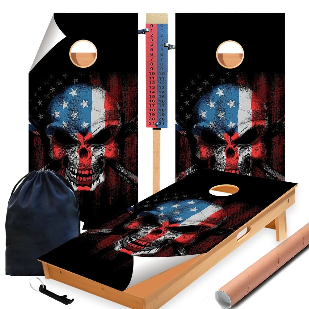 Skull Bones Cornhole Boards Wraps (Set of 2)