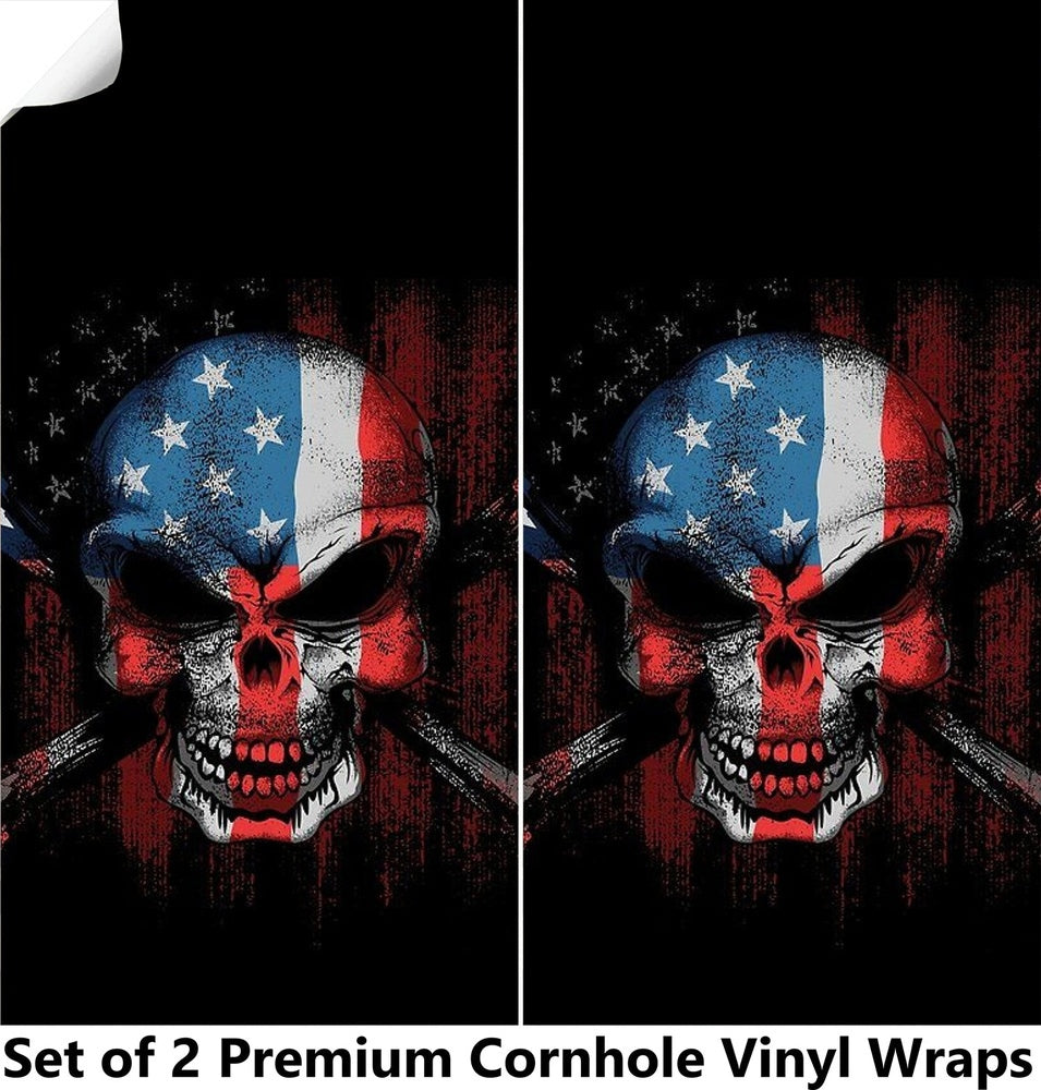 Skull Bones Cornhole Boards Wraps (Set of 2)