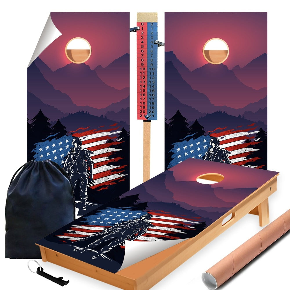 Sunrise American Cornhole Boards Wraps (Set of 2)