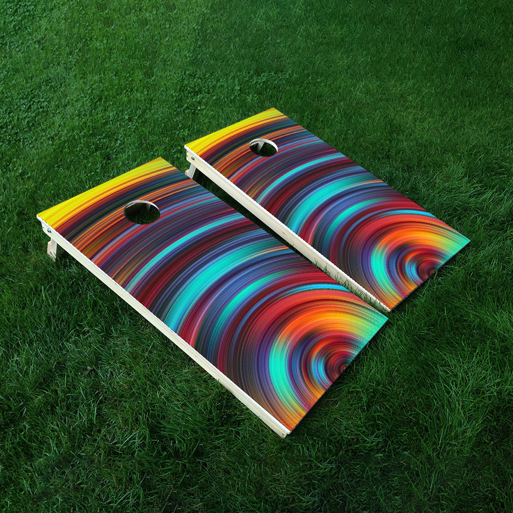 Swirly Color Cornhole Boards Wraps (Set of 2)