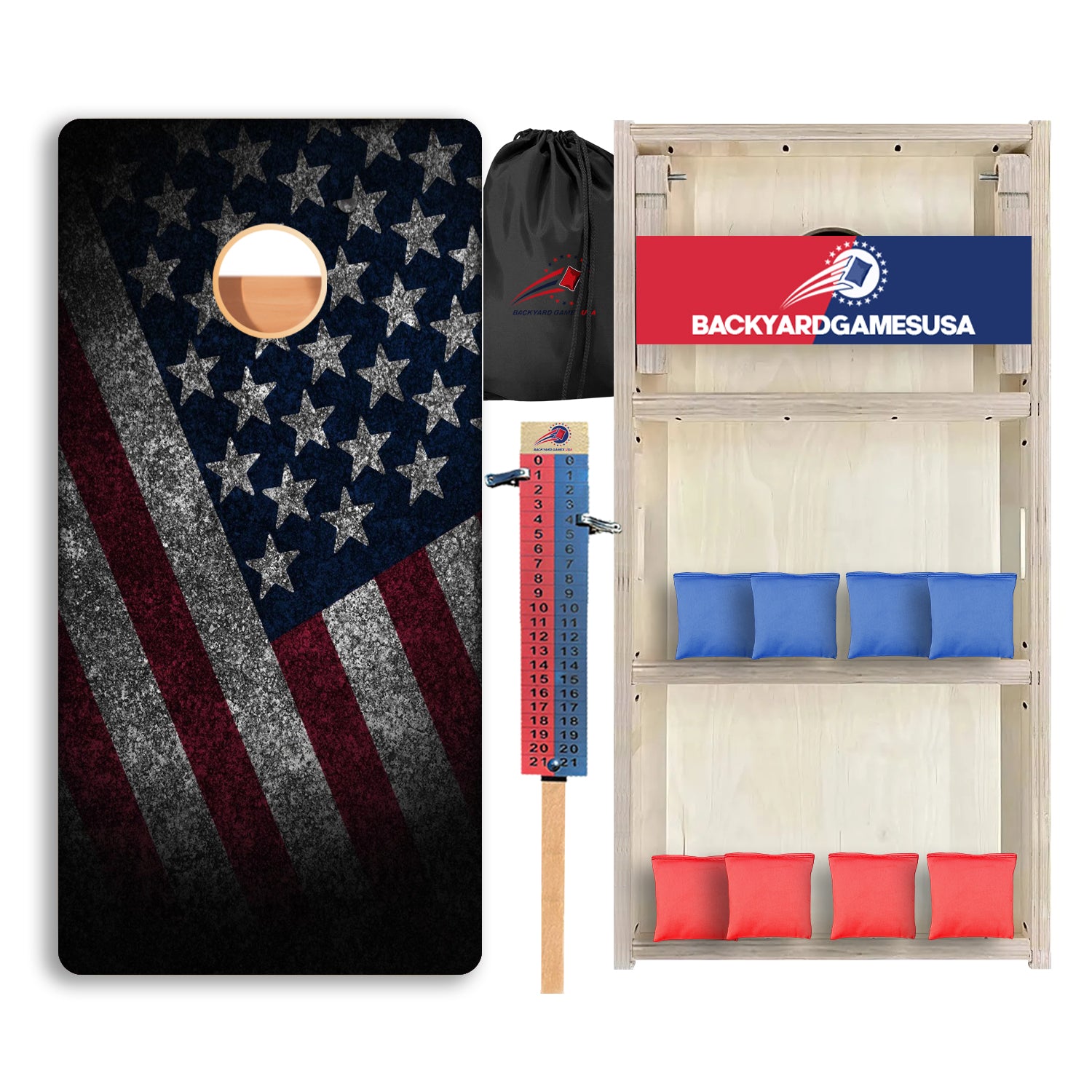 Slanted Dark USA Flag Professional Cornhole Boards