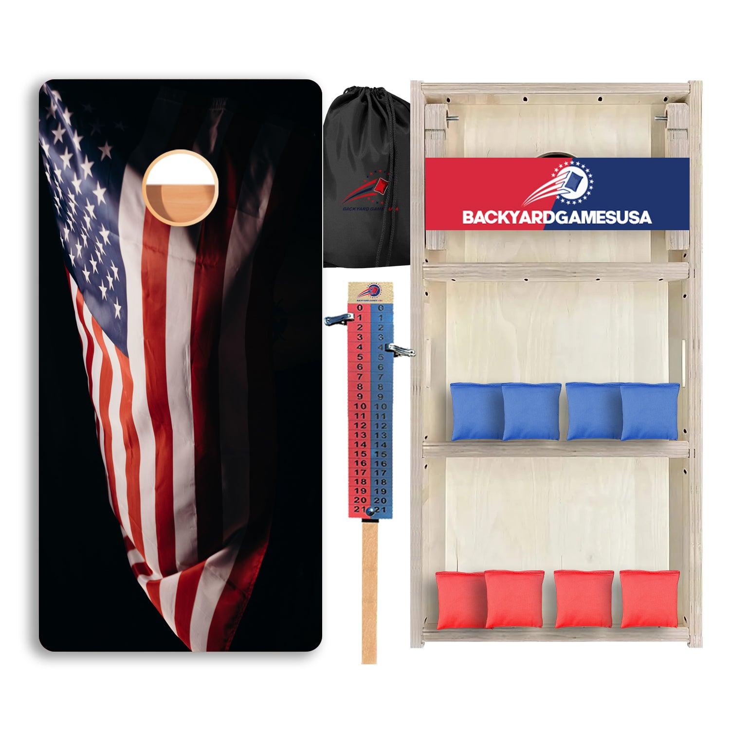 US Flag with Black Background Professional Cornhole Boards