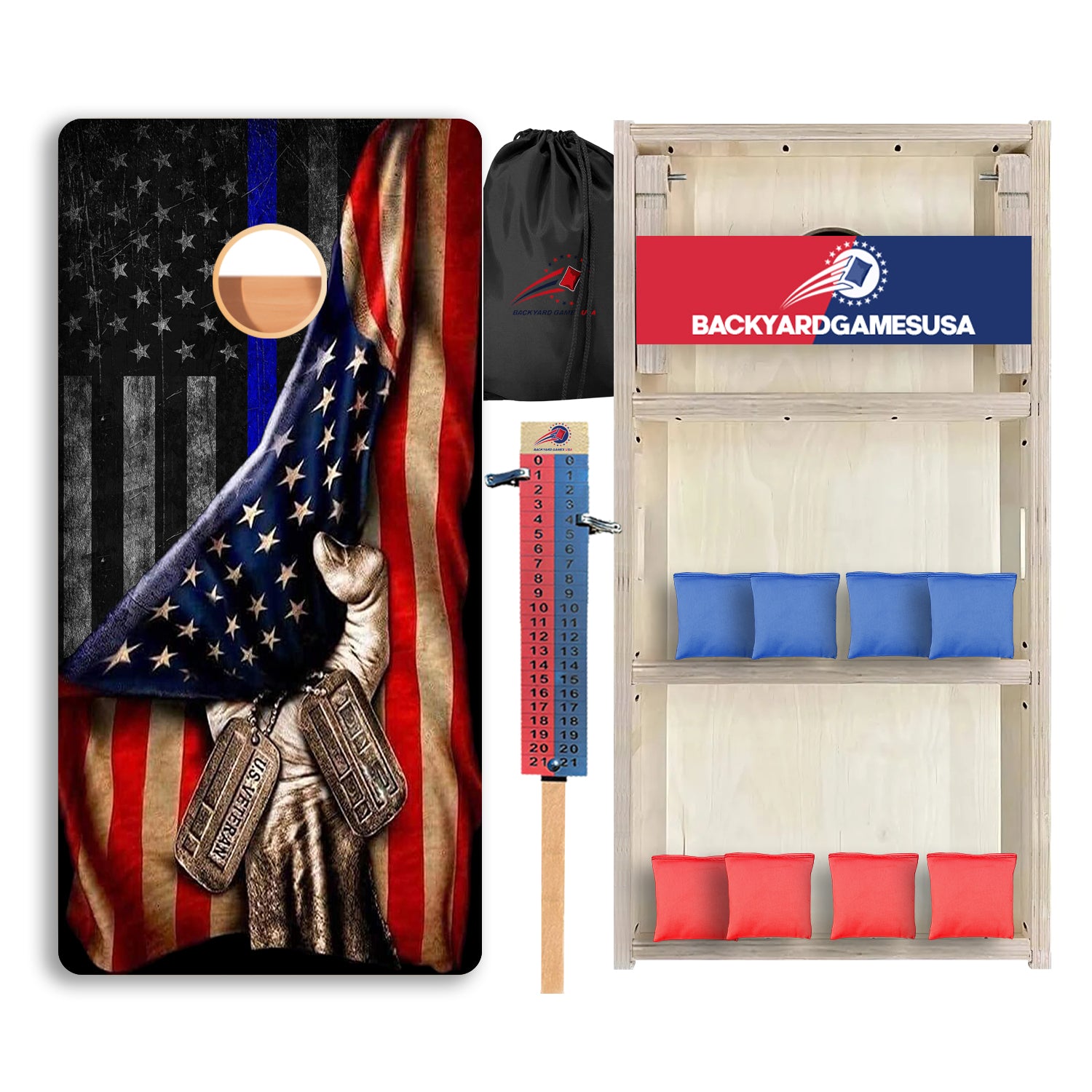 Blue Line Flag Getting Pulled Professional Cornhole Boards