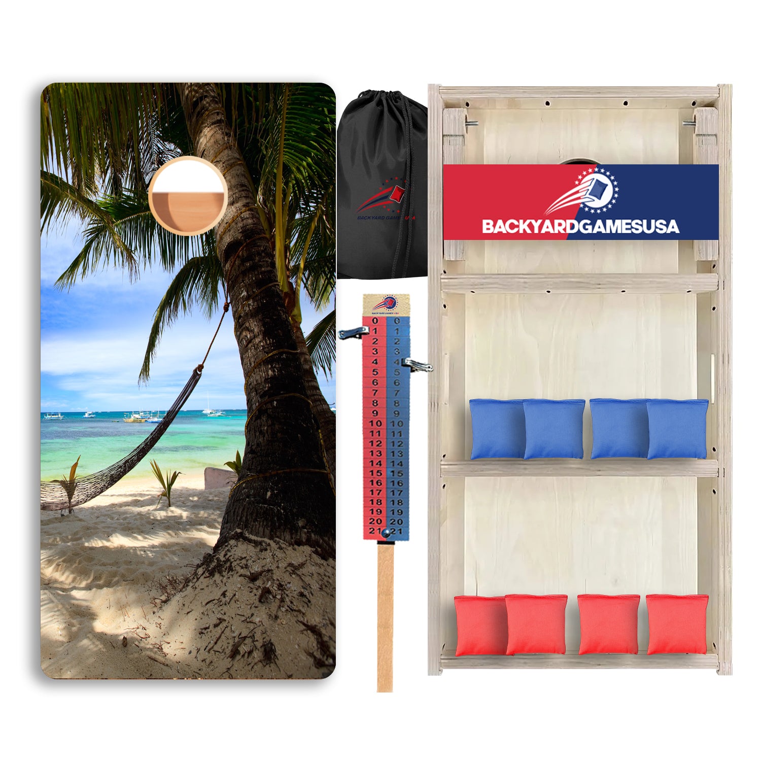 Palm Tree on Beach Professional Cornhole Boards