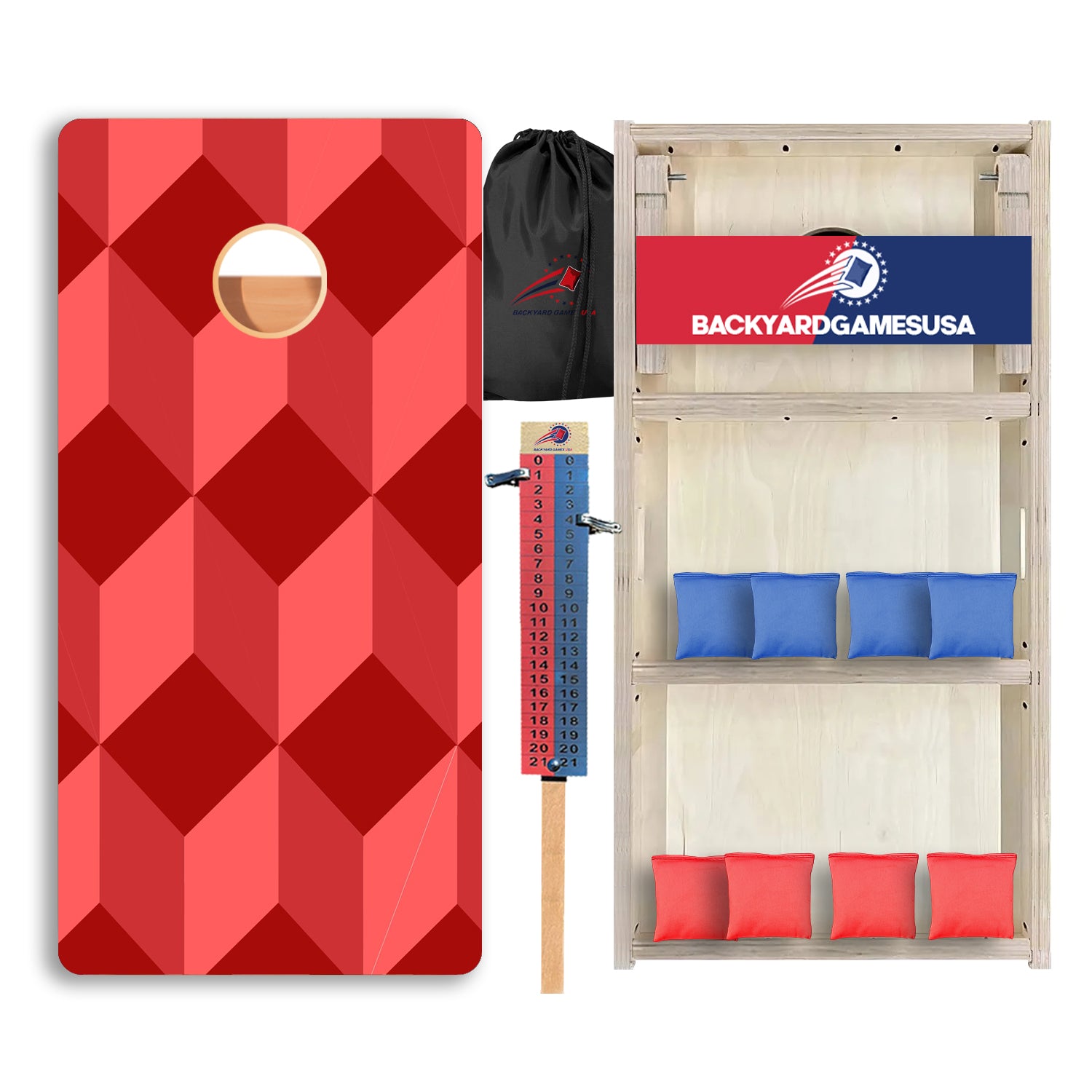 Red Shape Pattern Professional Cornhole Boards