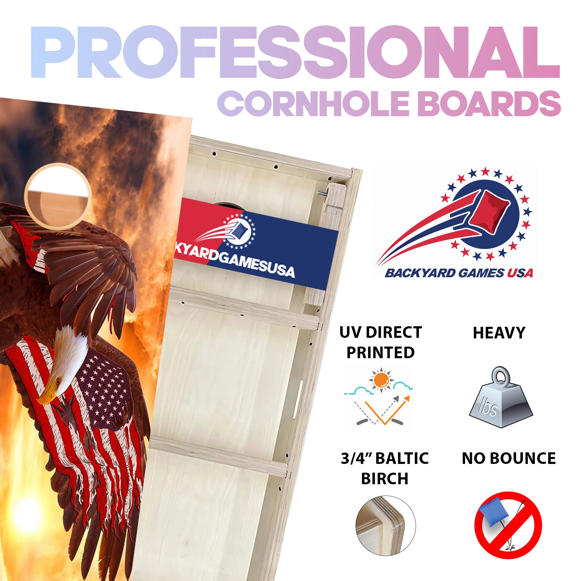 Eagle Flag  Professional Cornhole Boards