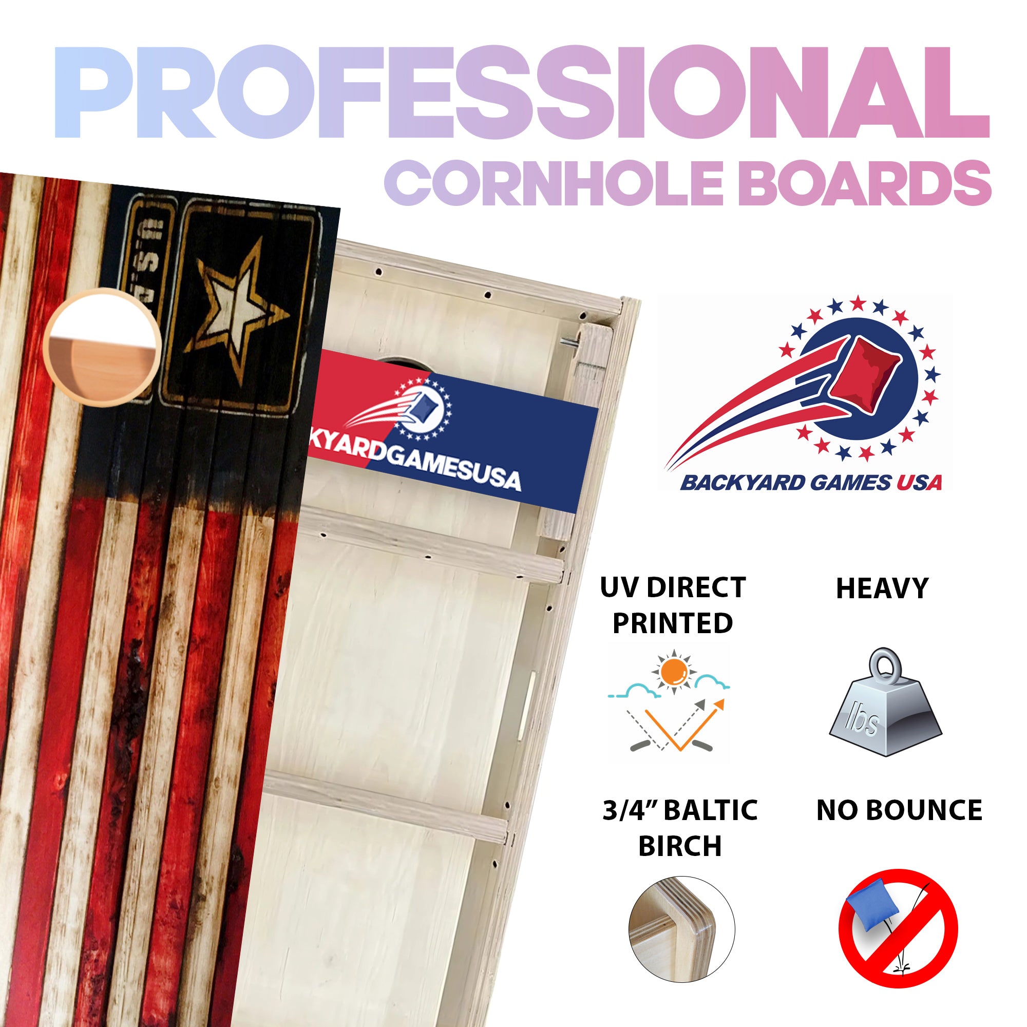 US Army Flag Professional Cornhole Boards
