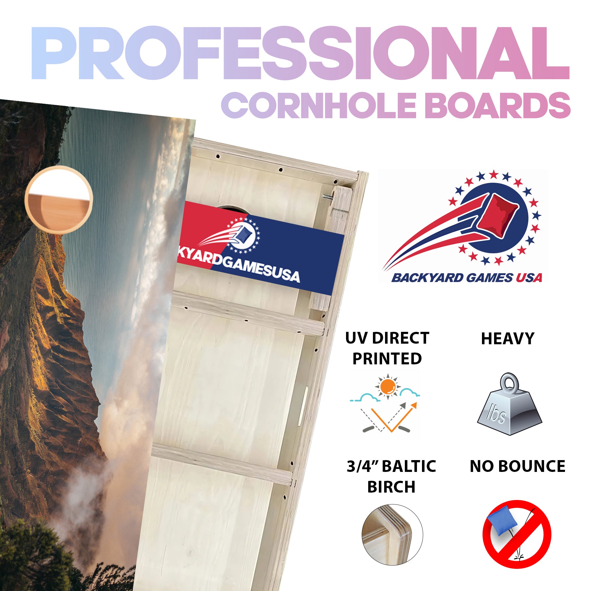 Mountain Covered with Clouds Professional Cornhole Boards