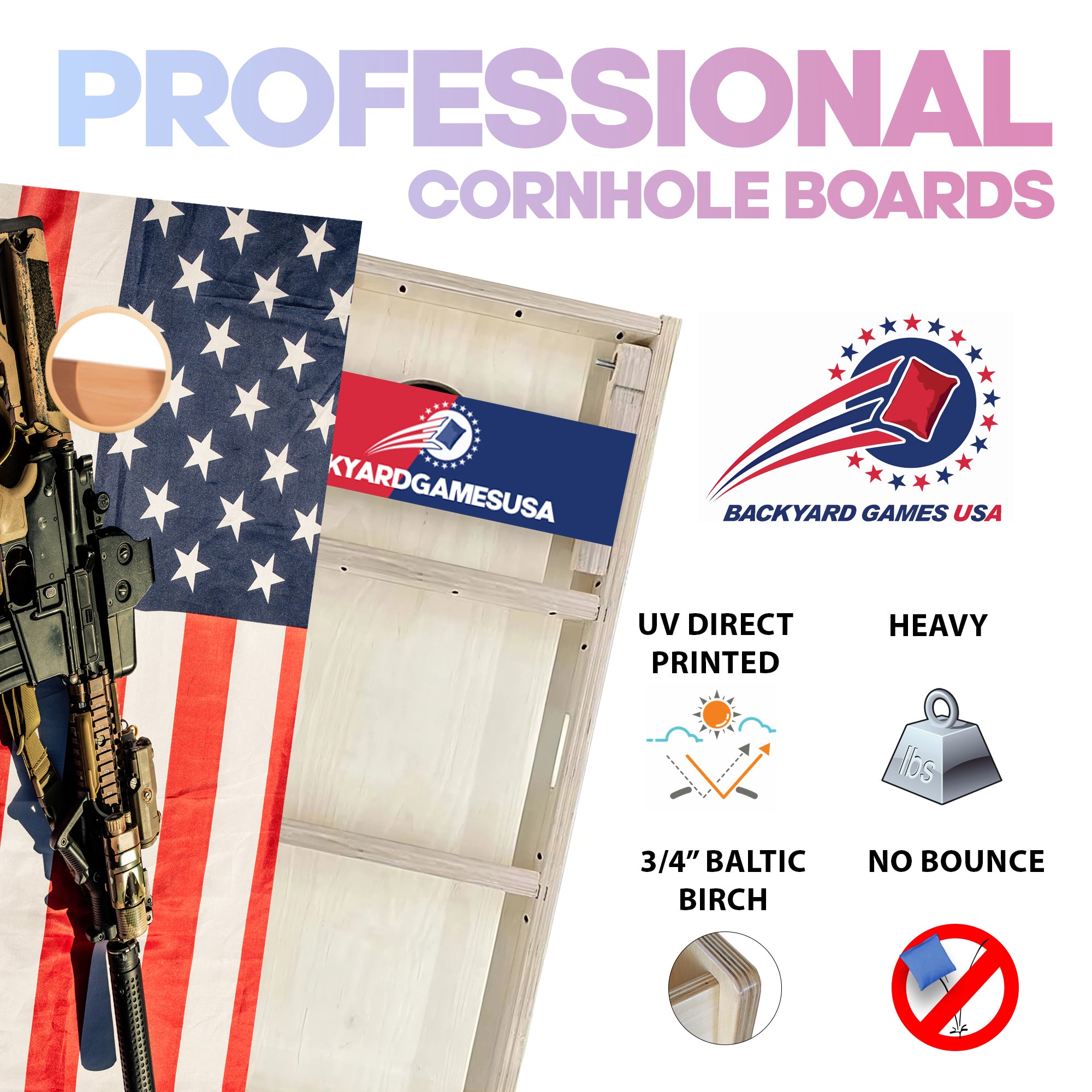 Gun Flag Professional Cornhole Boards
