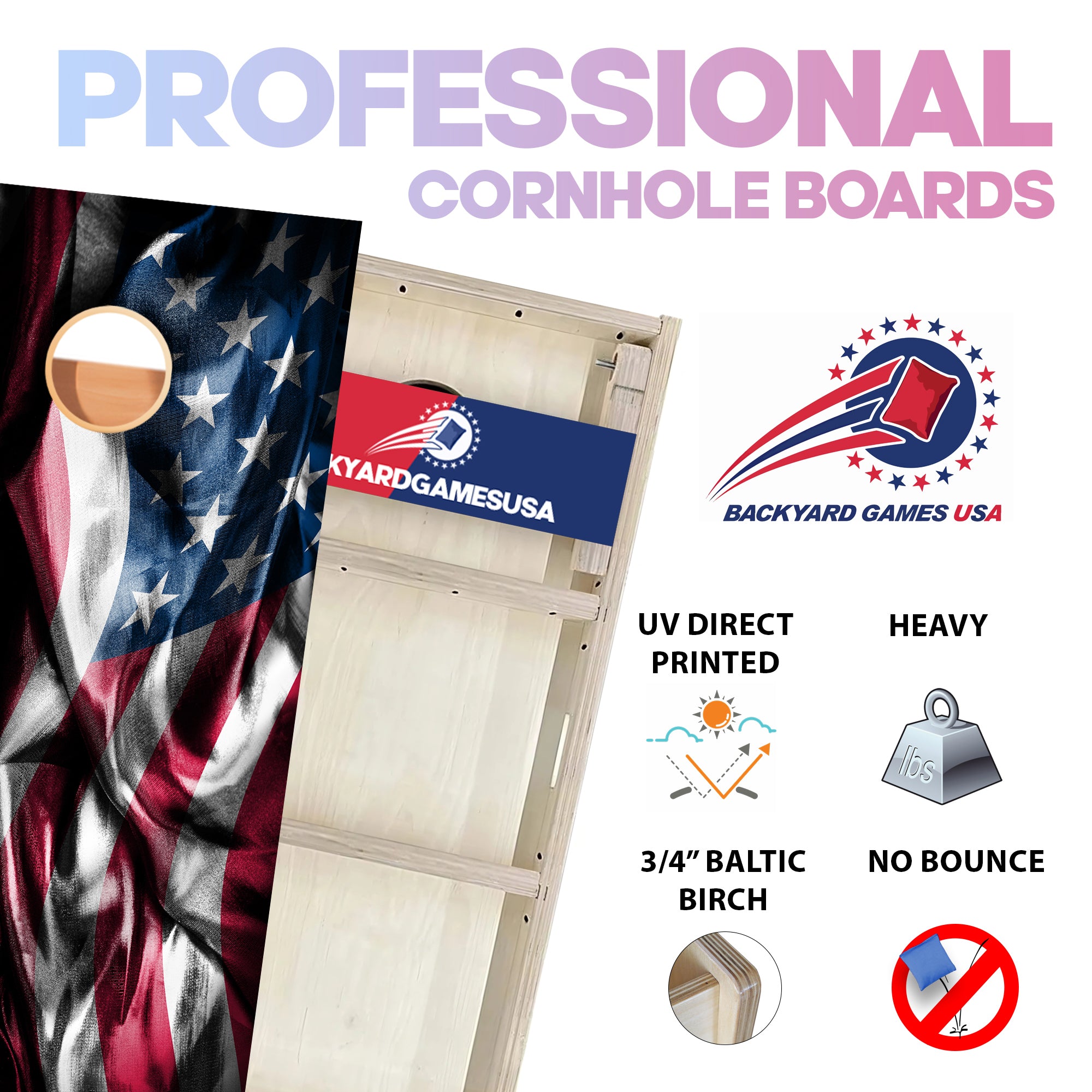 US Flag Cloth Professional Cornhole Boards