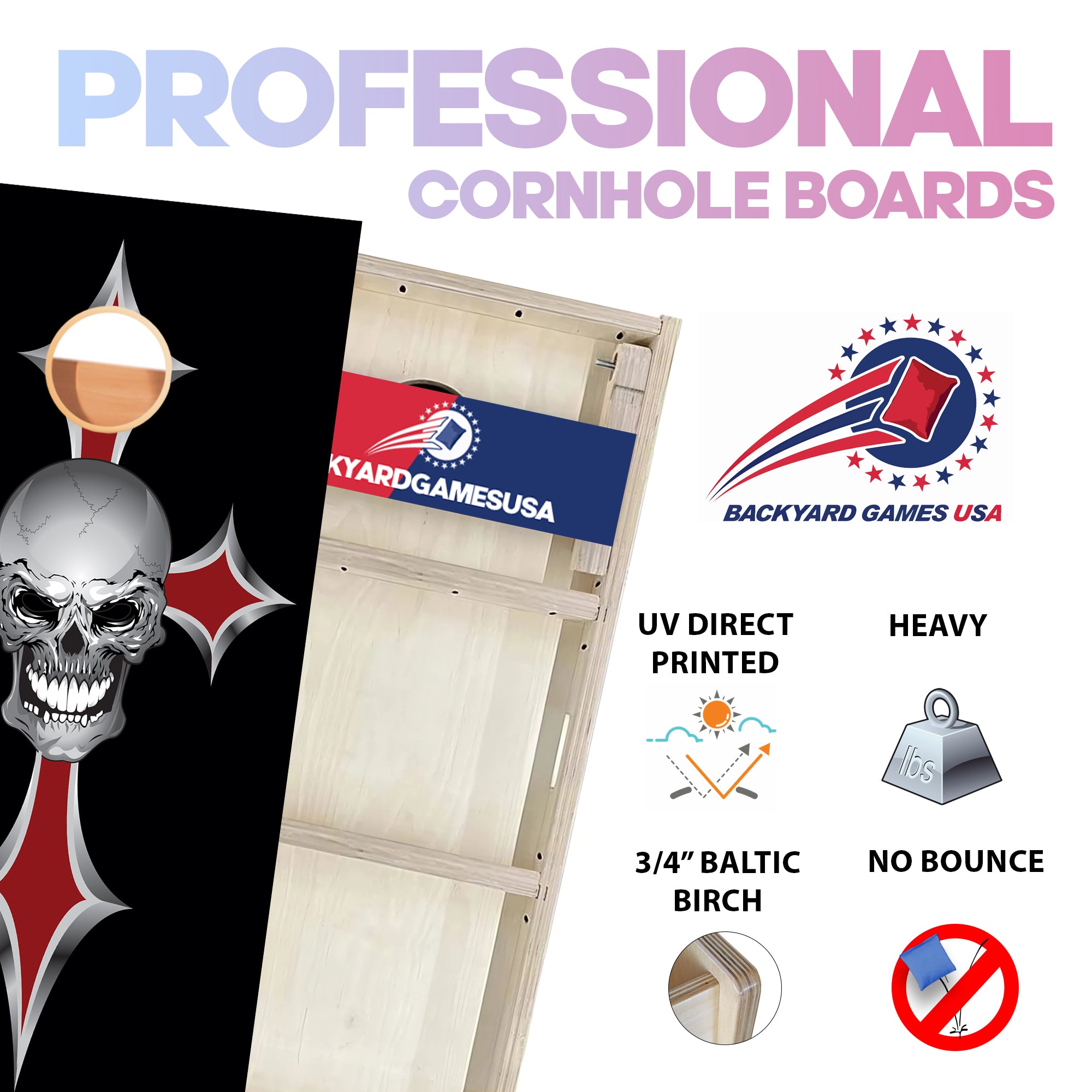 Cross Skull Professional Cornhole Boards