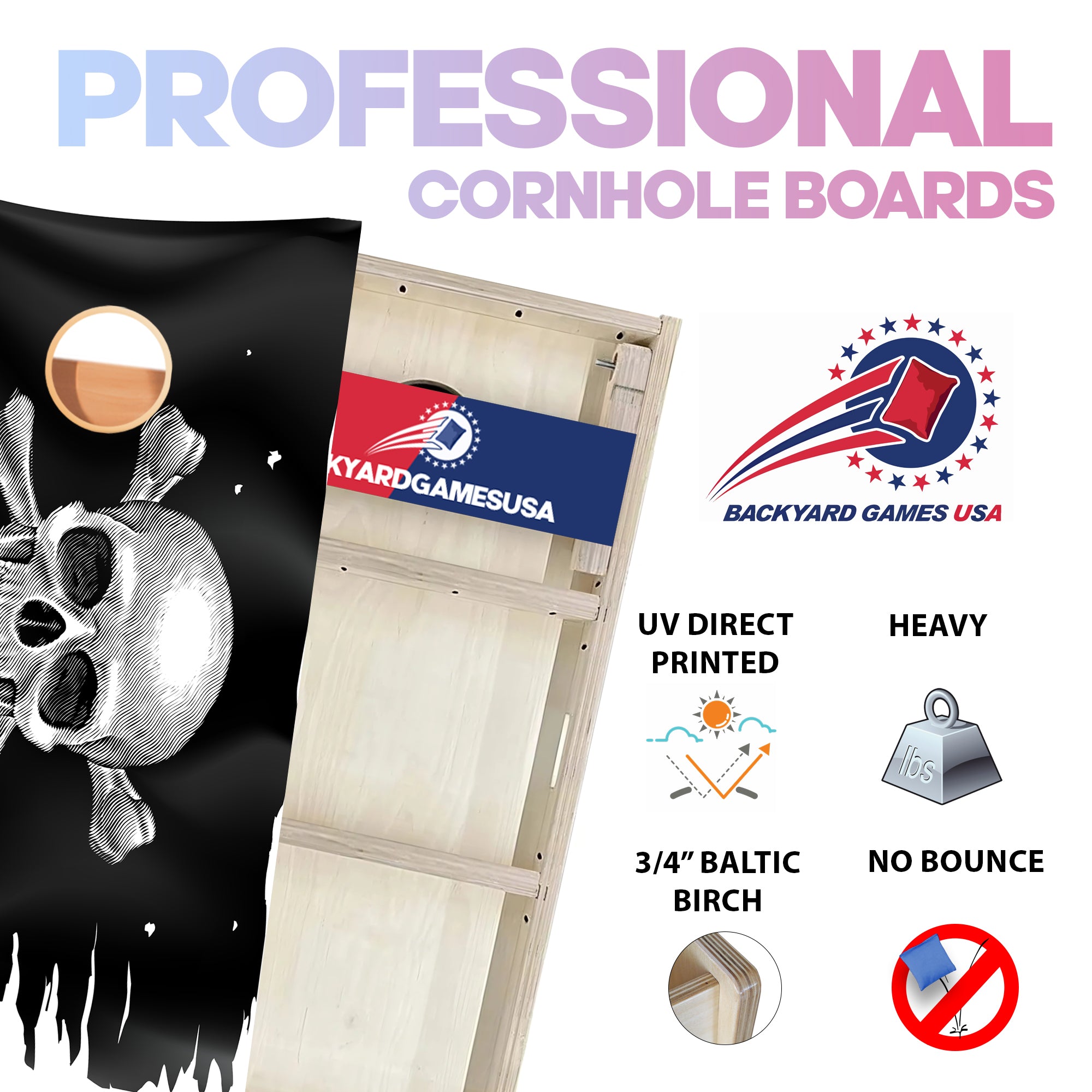 Pirate Skull Professional Cornhole Boards