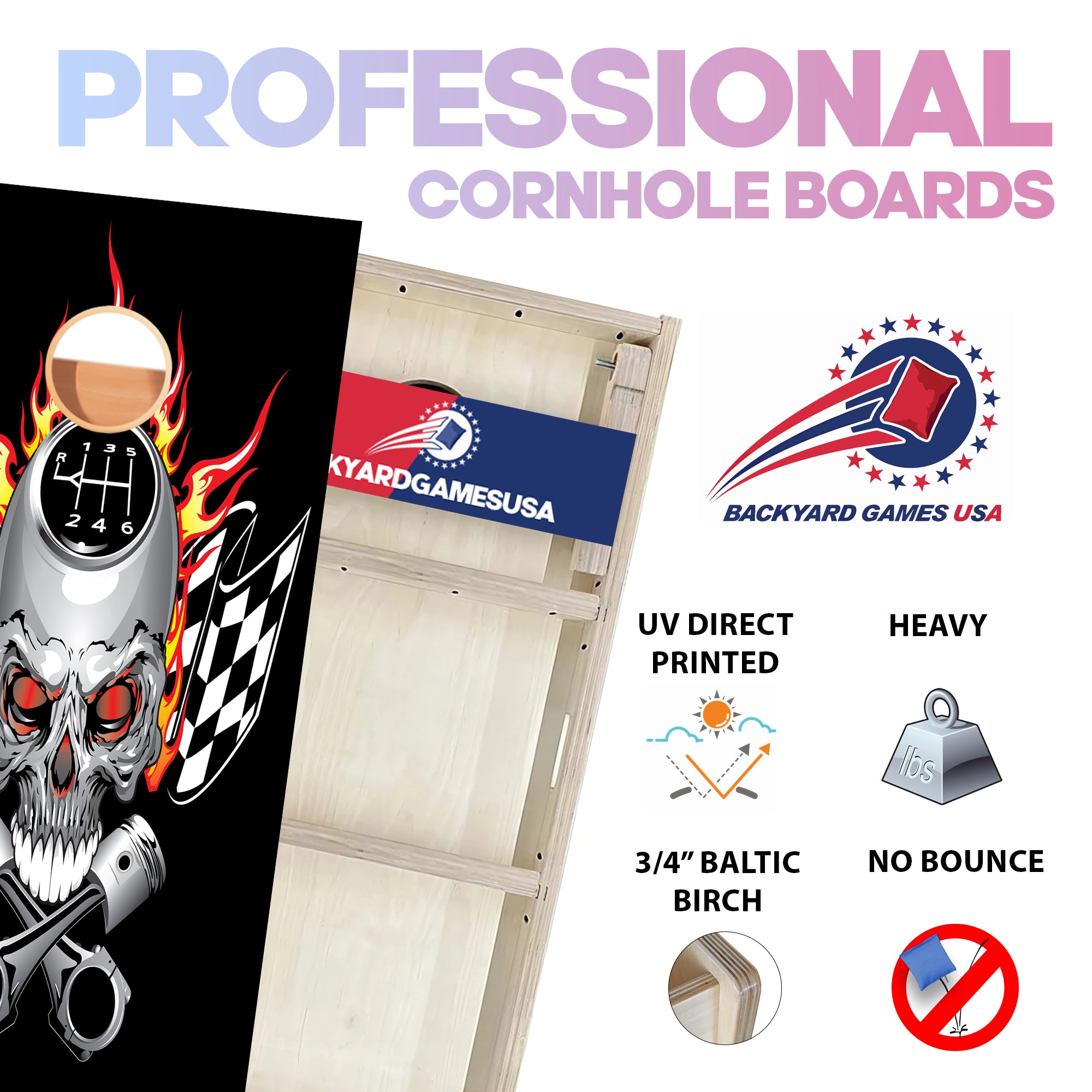Racing Skull Professional Cornhole Boards