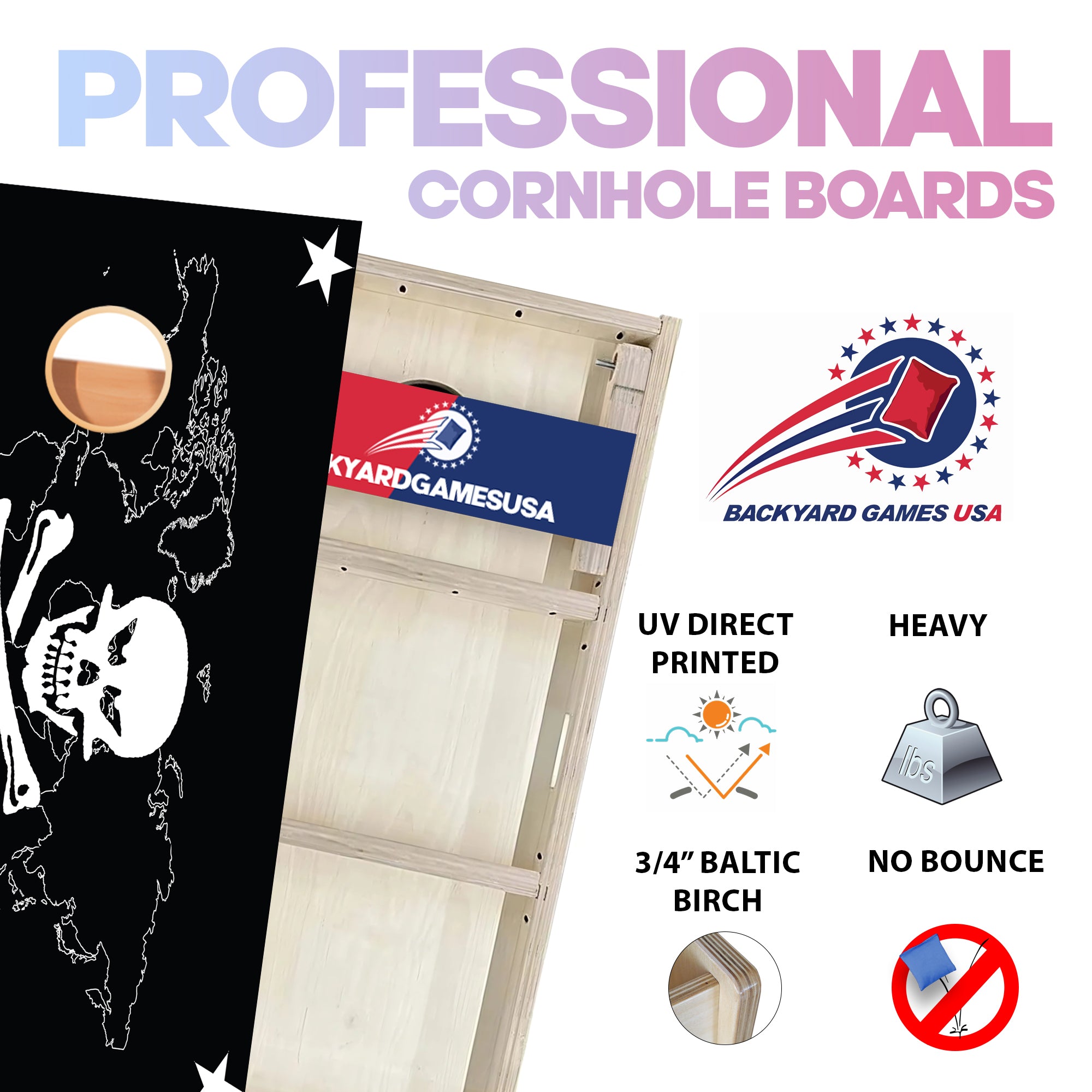 Map Skull Professional Cornhole Boards