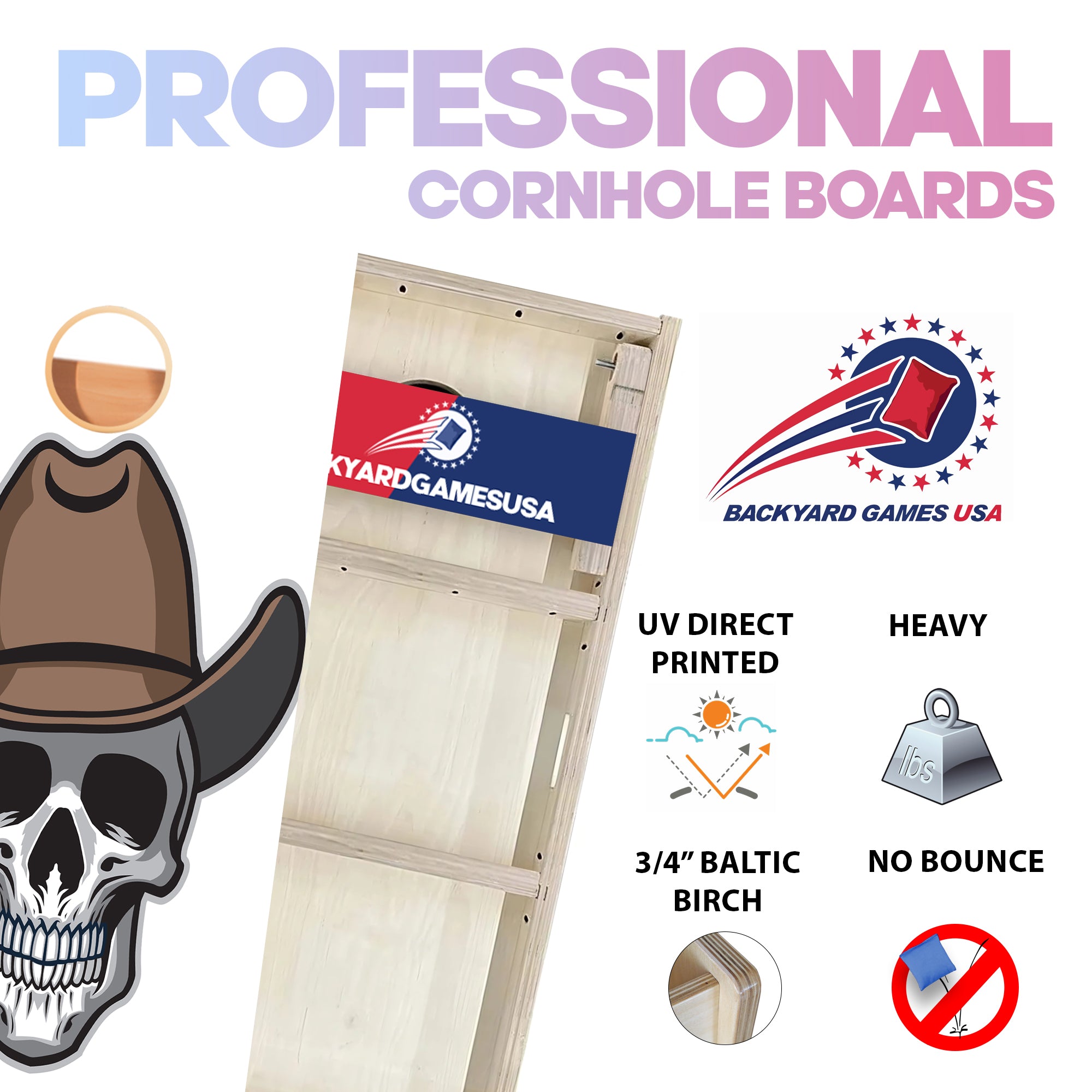 Cowboy Skull Professional Cornhole Boards