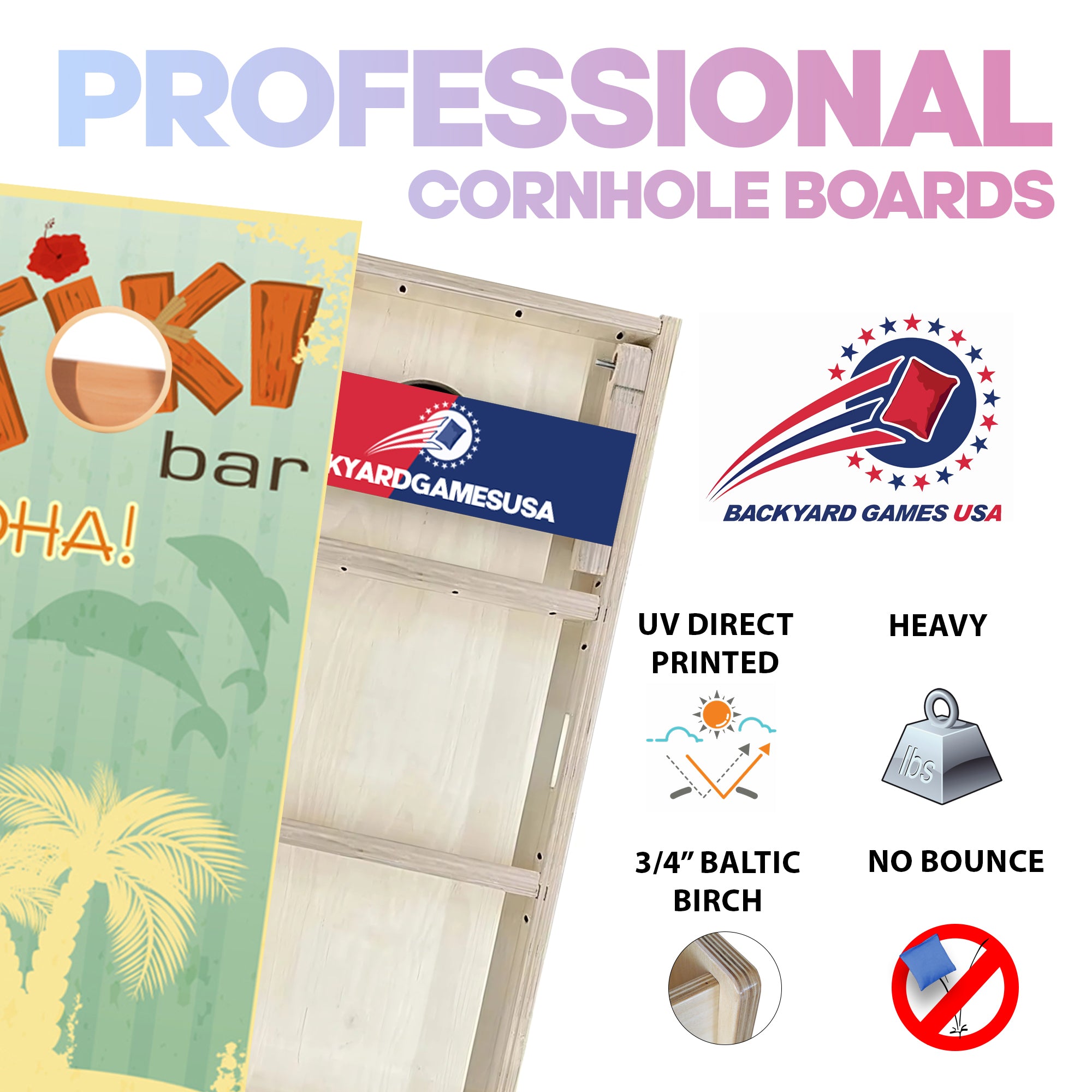 Green Tiki Professional Cornhole Boards