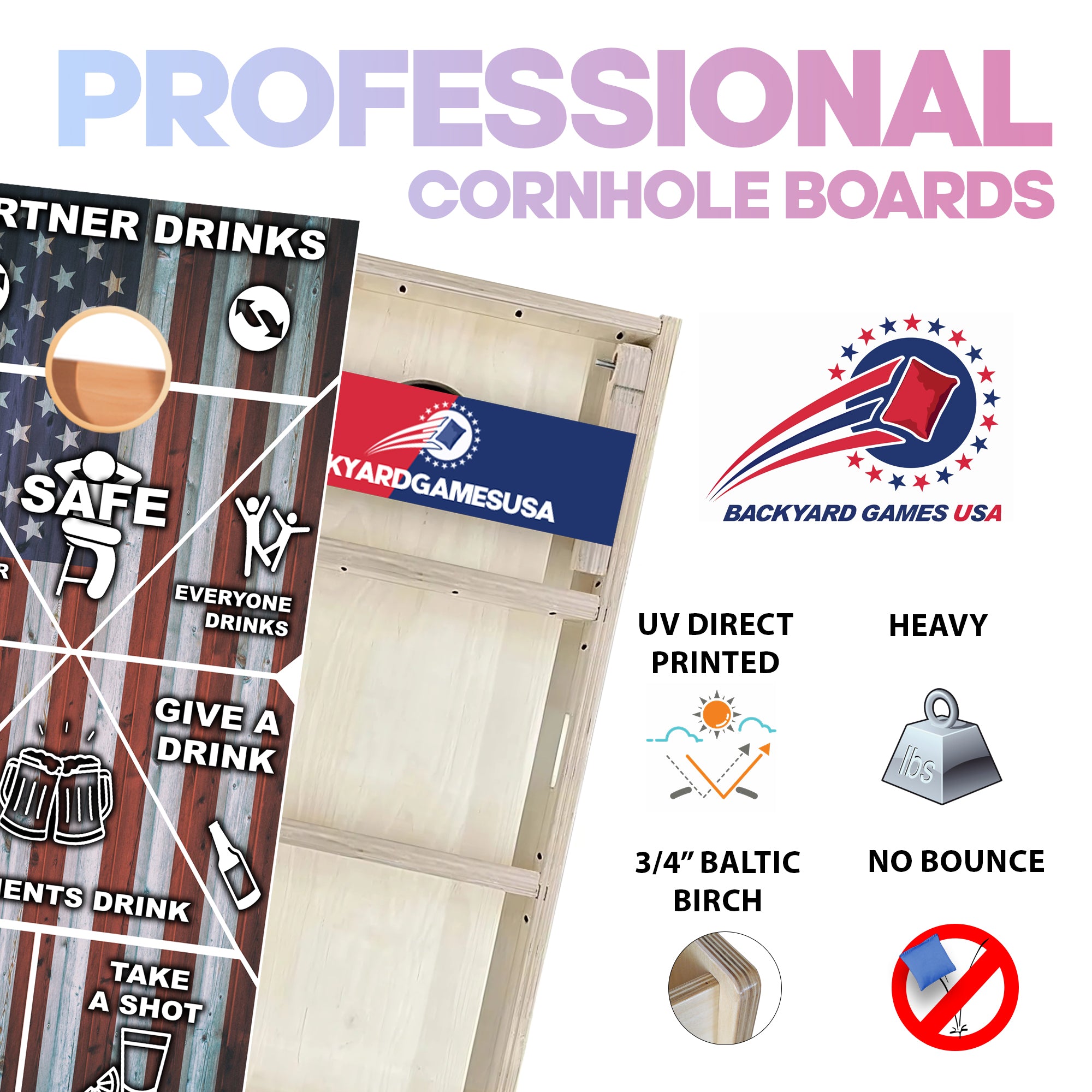 USA Drinking Professional Cornhole Boards