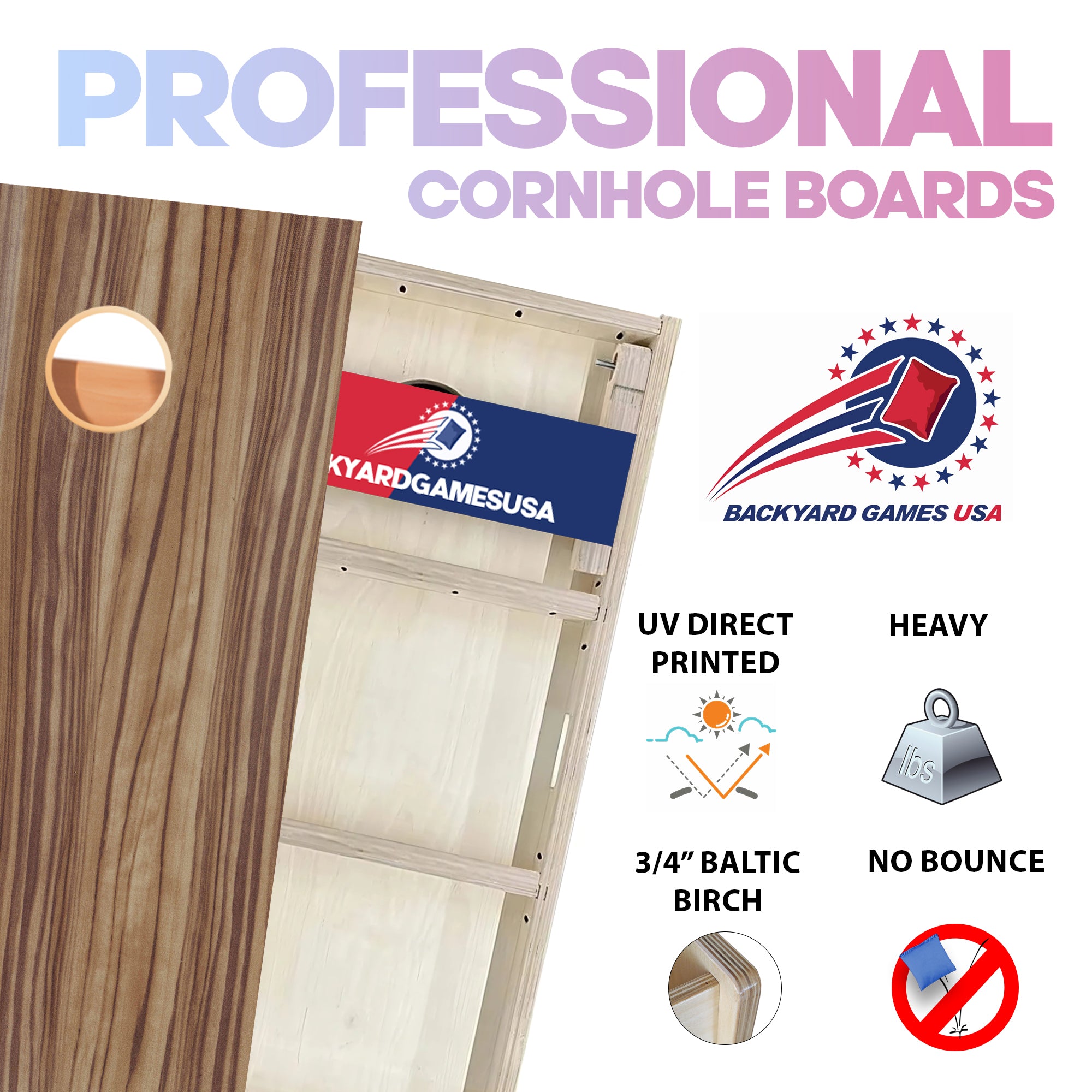 Wood Grain Wood Professional Cornhole Boards