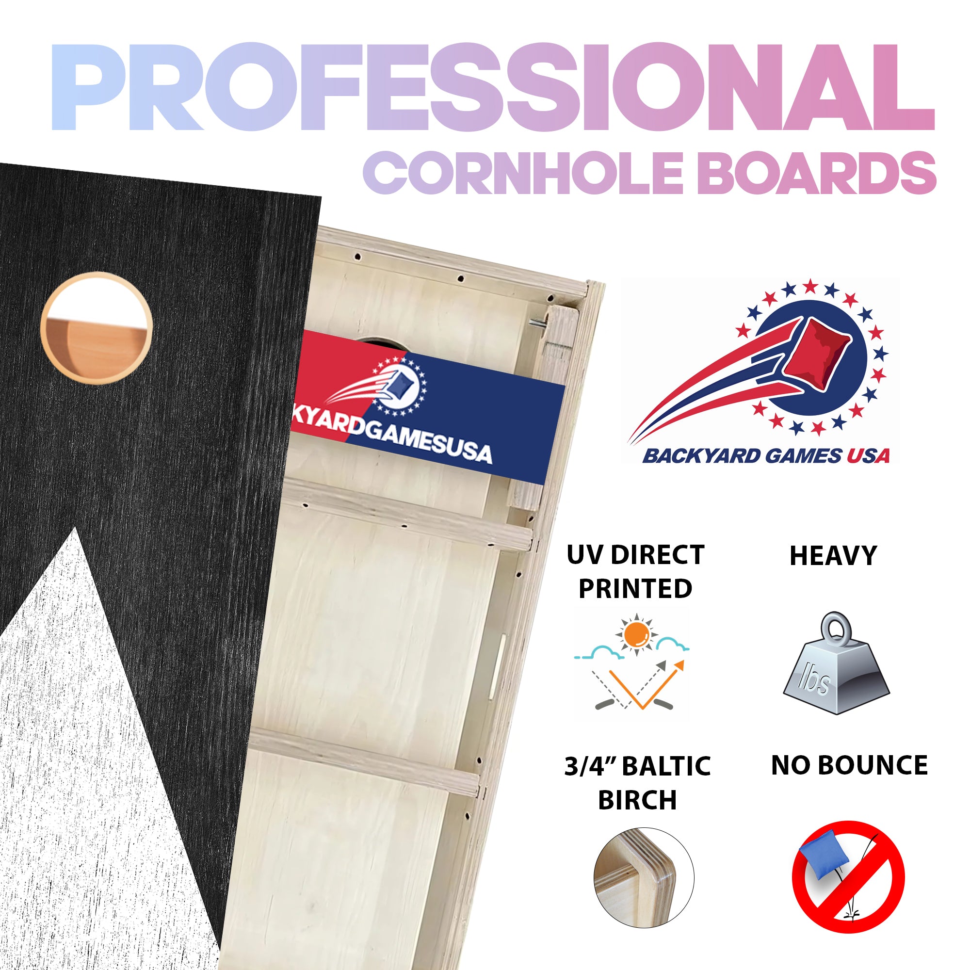 Black White Arrow Professional Cornhole Boards