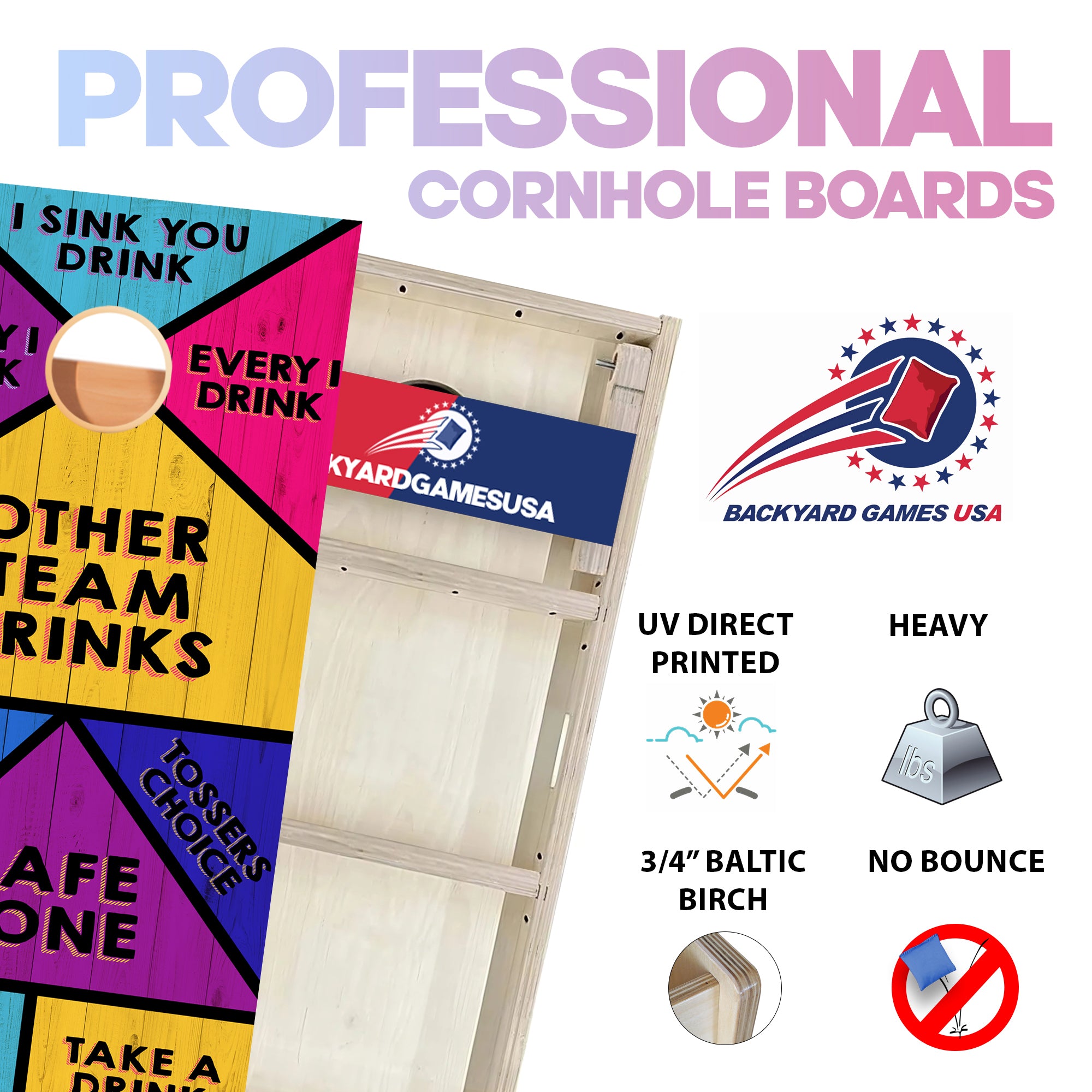 Bright Drinking Game Professional Cornhole Boards