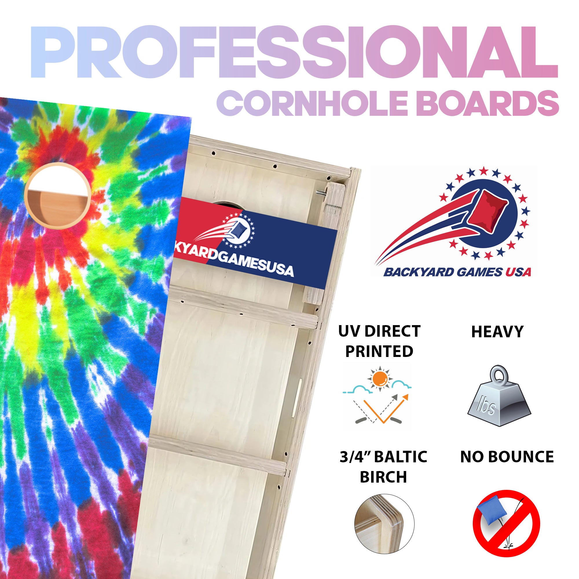 Tie Dye Professional Cornhole Boards