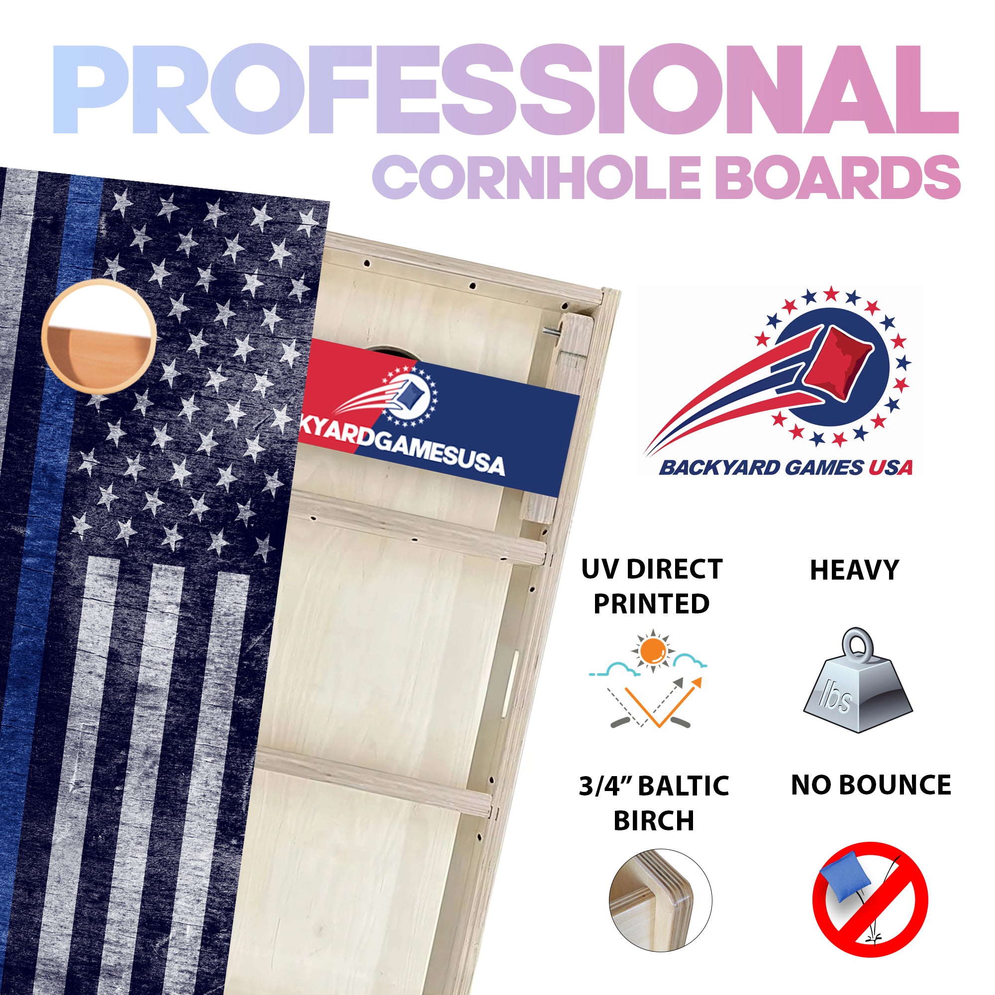 Cloudy Blue Line Professional Cornhole Boards