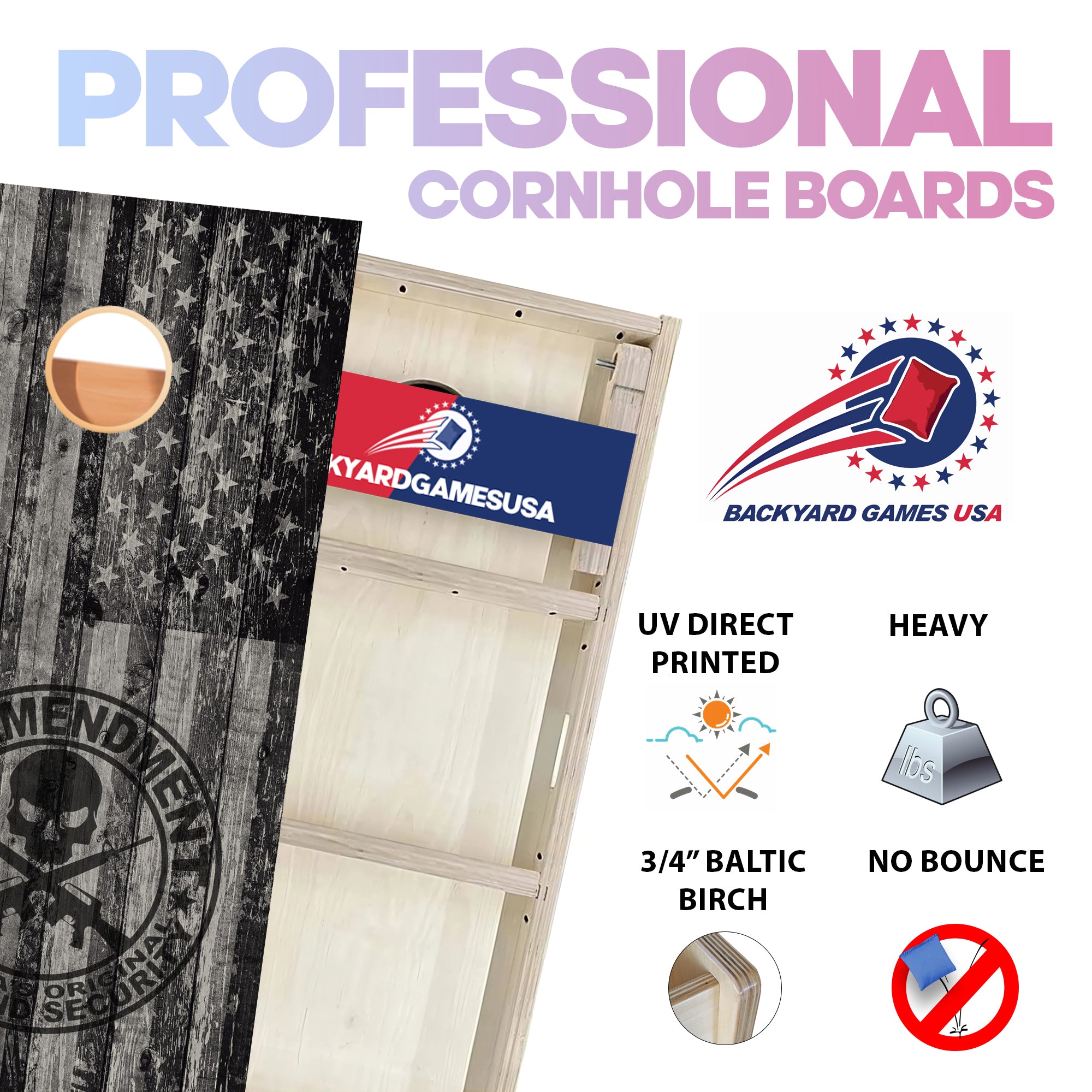 Second Amendment Professional Cornhole Boards