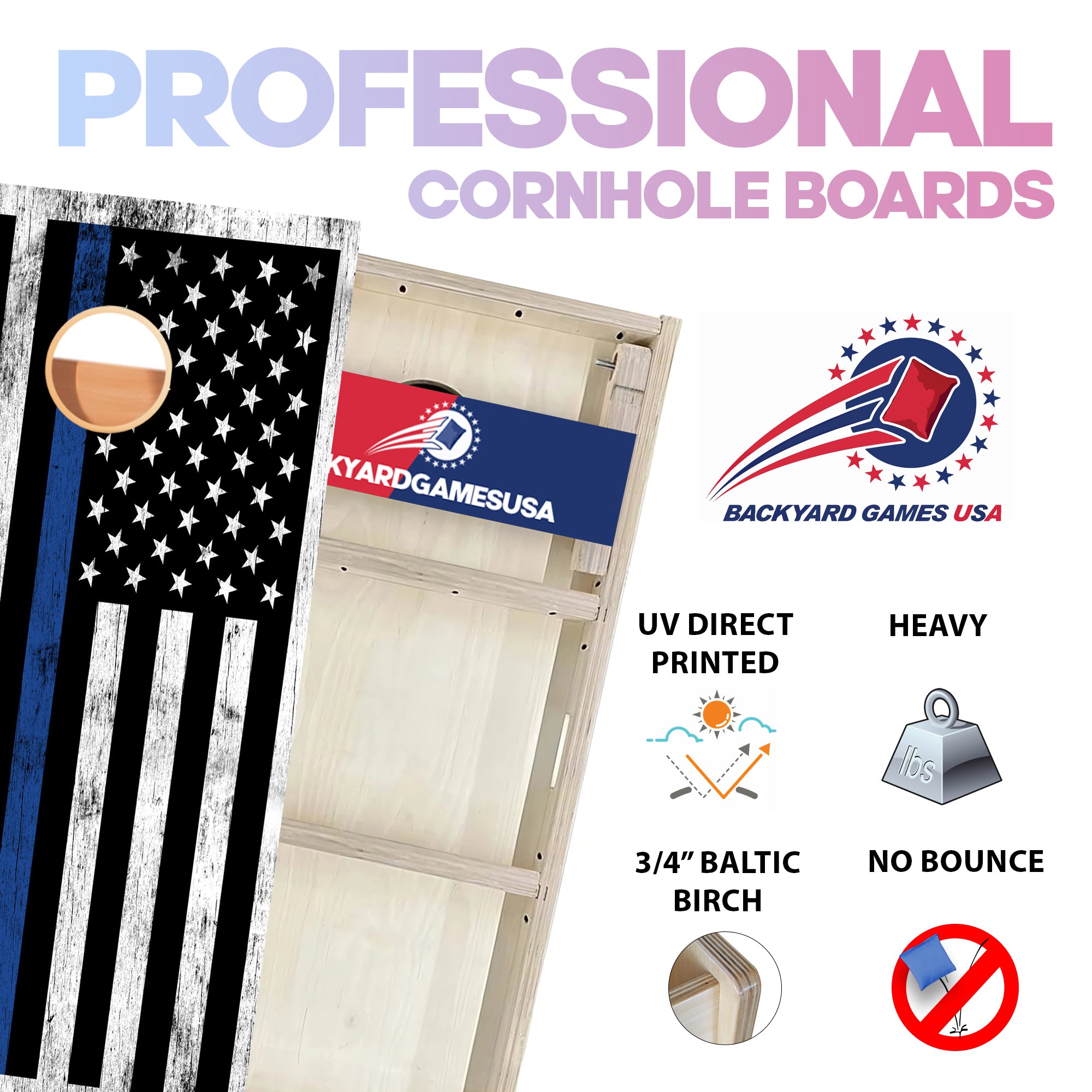 Blue Line Wood Professional Cornhole Boards