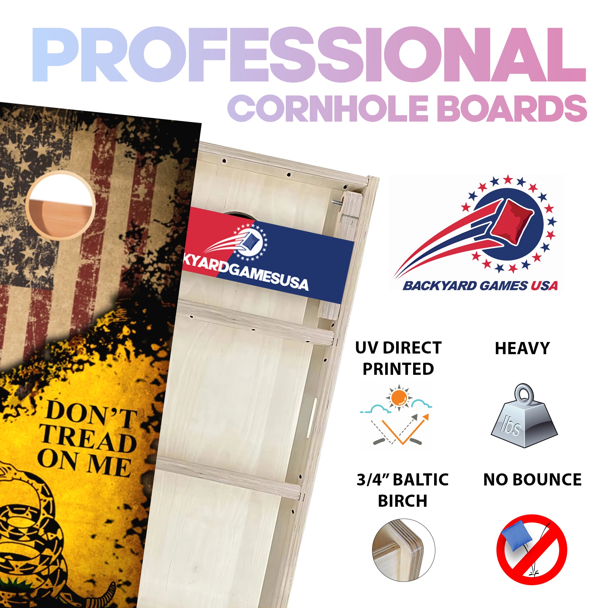 DON'T TREAD ON ME Professional Cornhole Boards