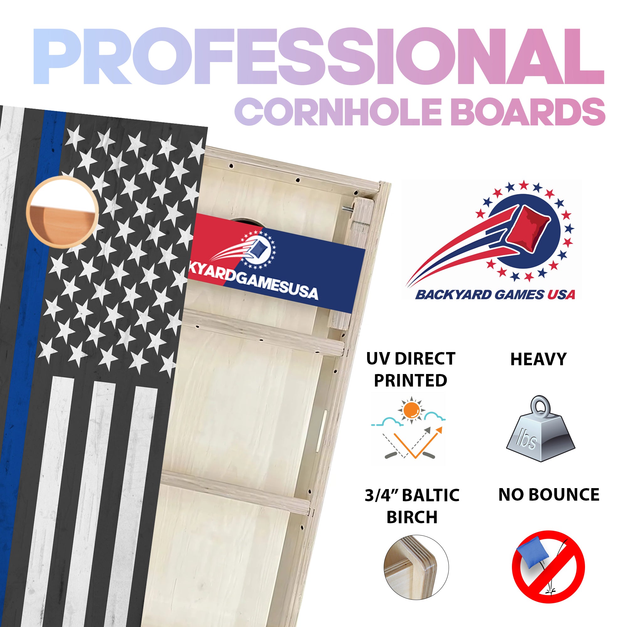 Blue Line Clean Professional Cornhole Boards
