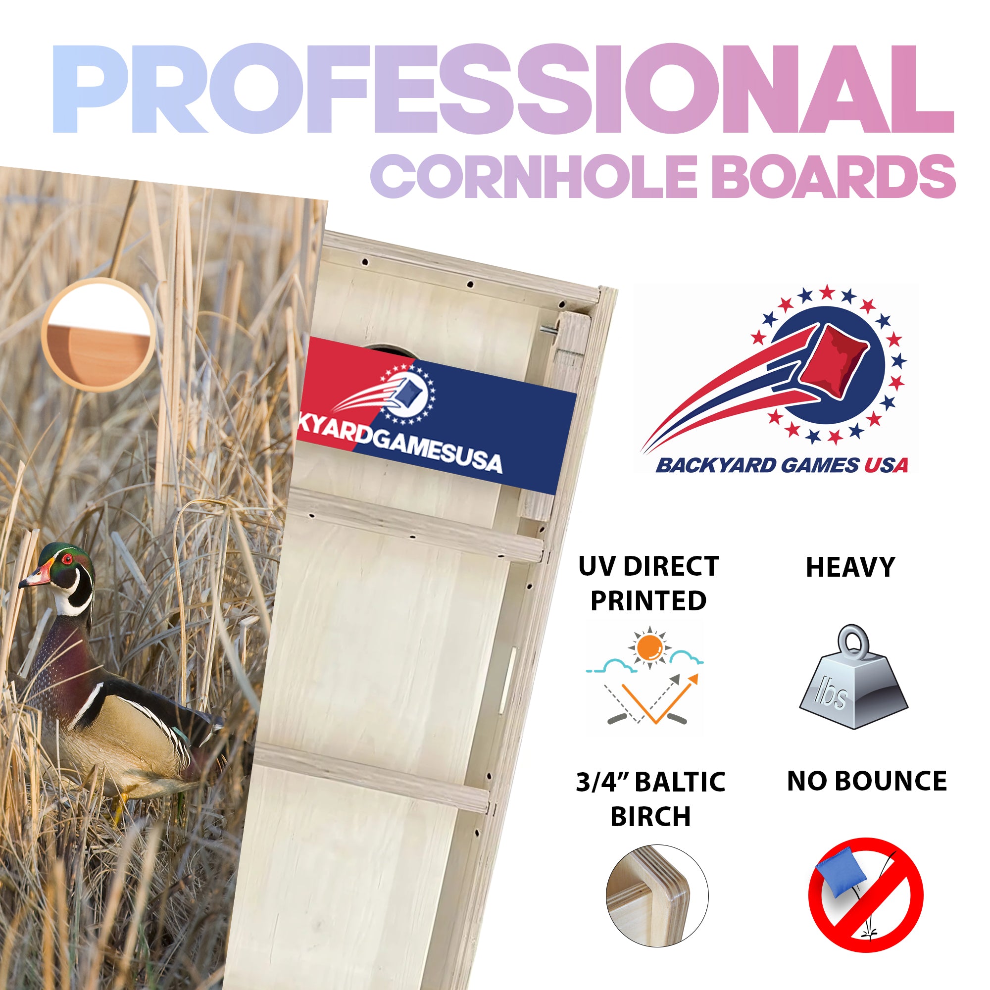 Ducks in Grass Professional Cornhole Boards