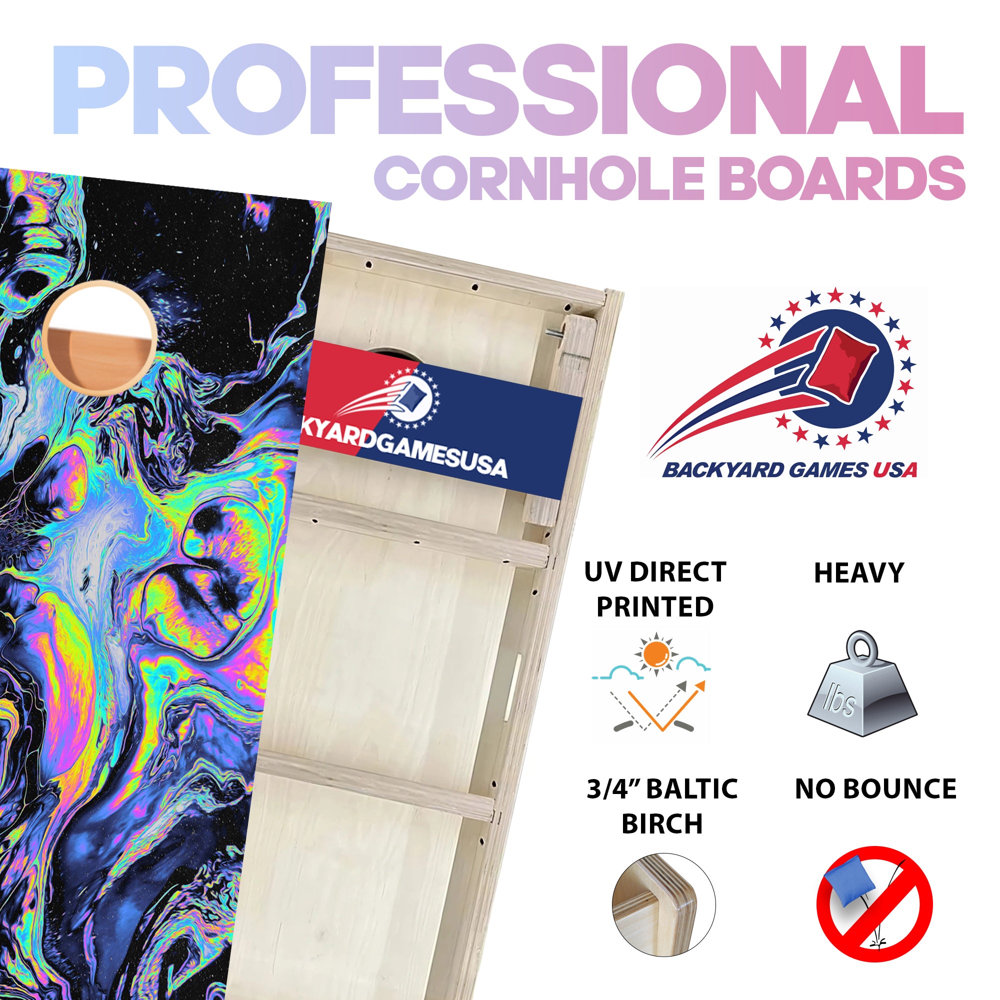 Rainbow Oil Professional Cornhole Boards