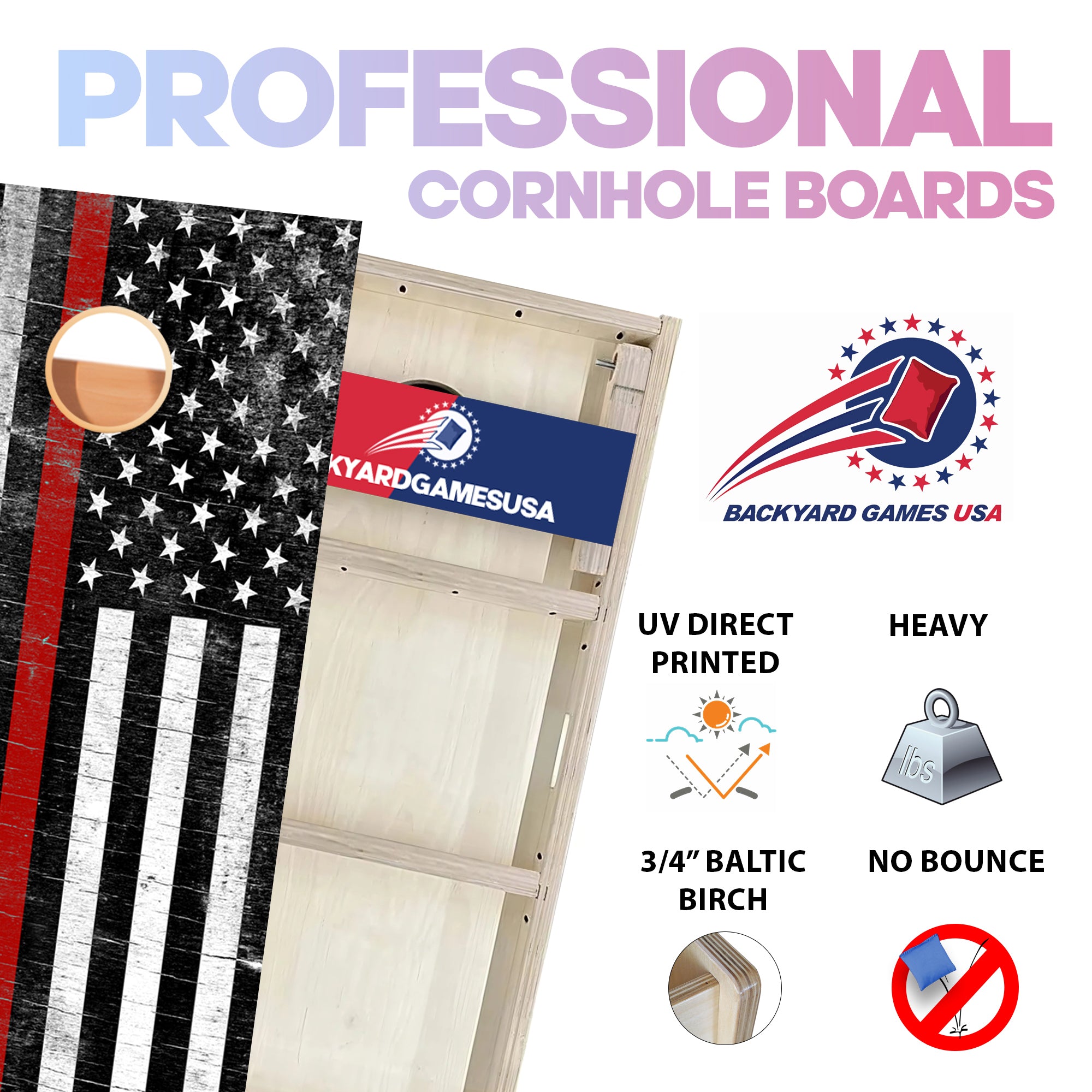 Rustic Red Line Professional Cornhole Boards