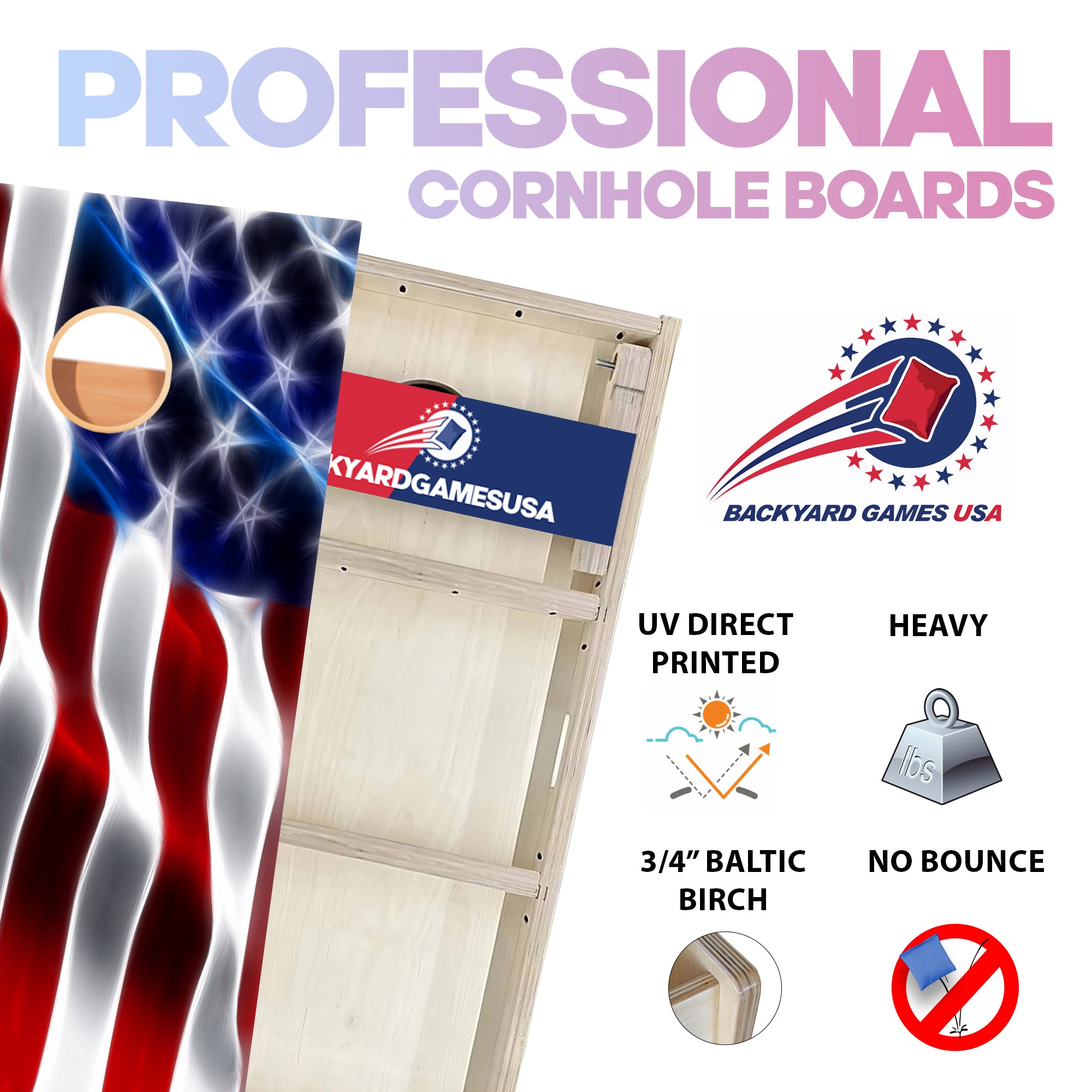 Wavy Flag Professional Cornhole Boards