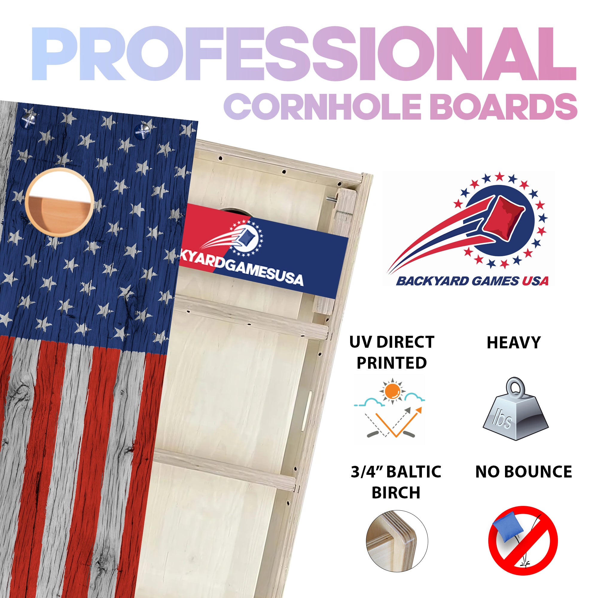 Wood Flag Professional Cornhole Boards