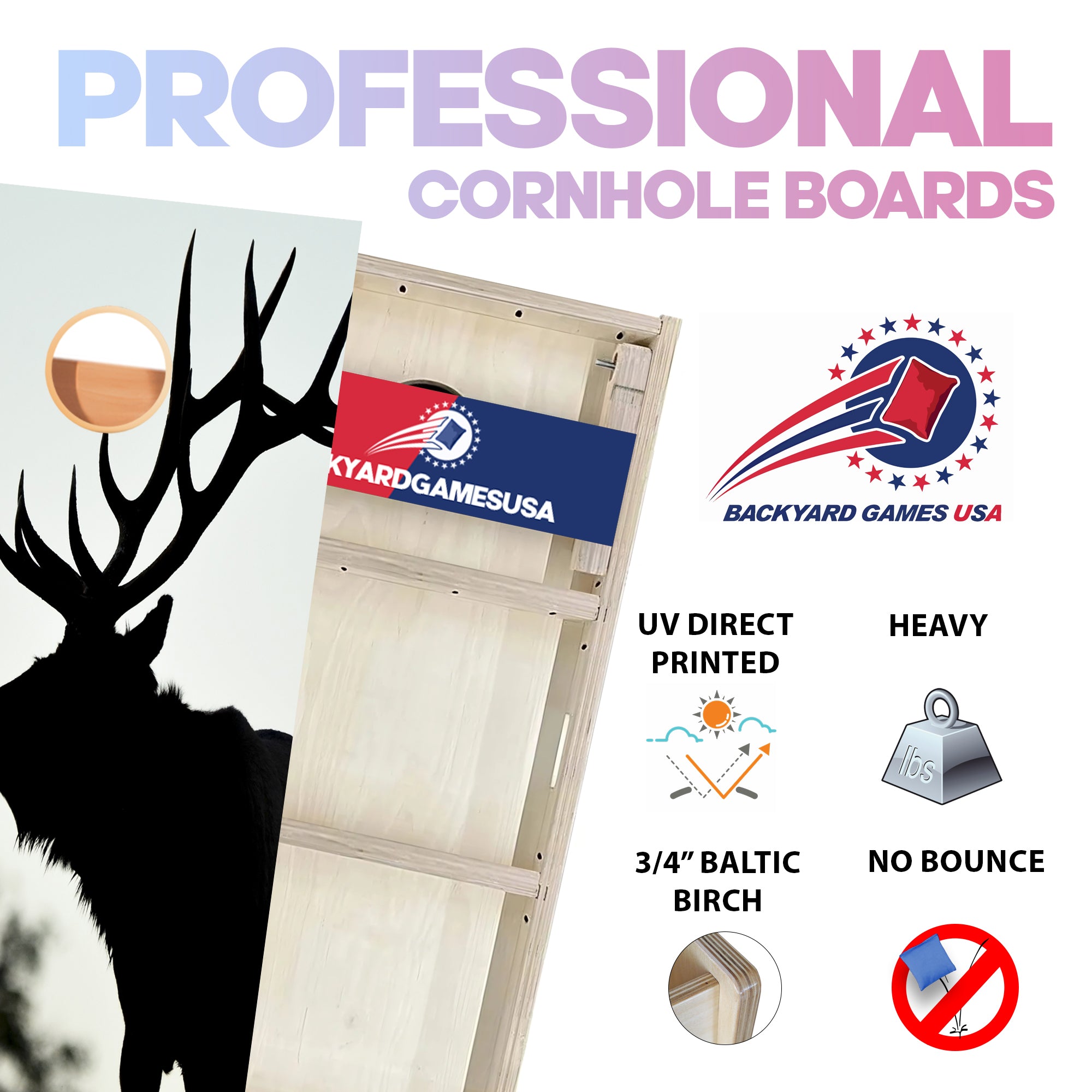 Big White Deer Professional Cornhole Boards