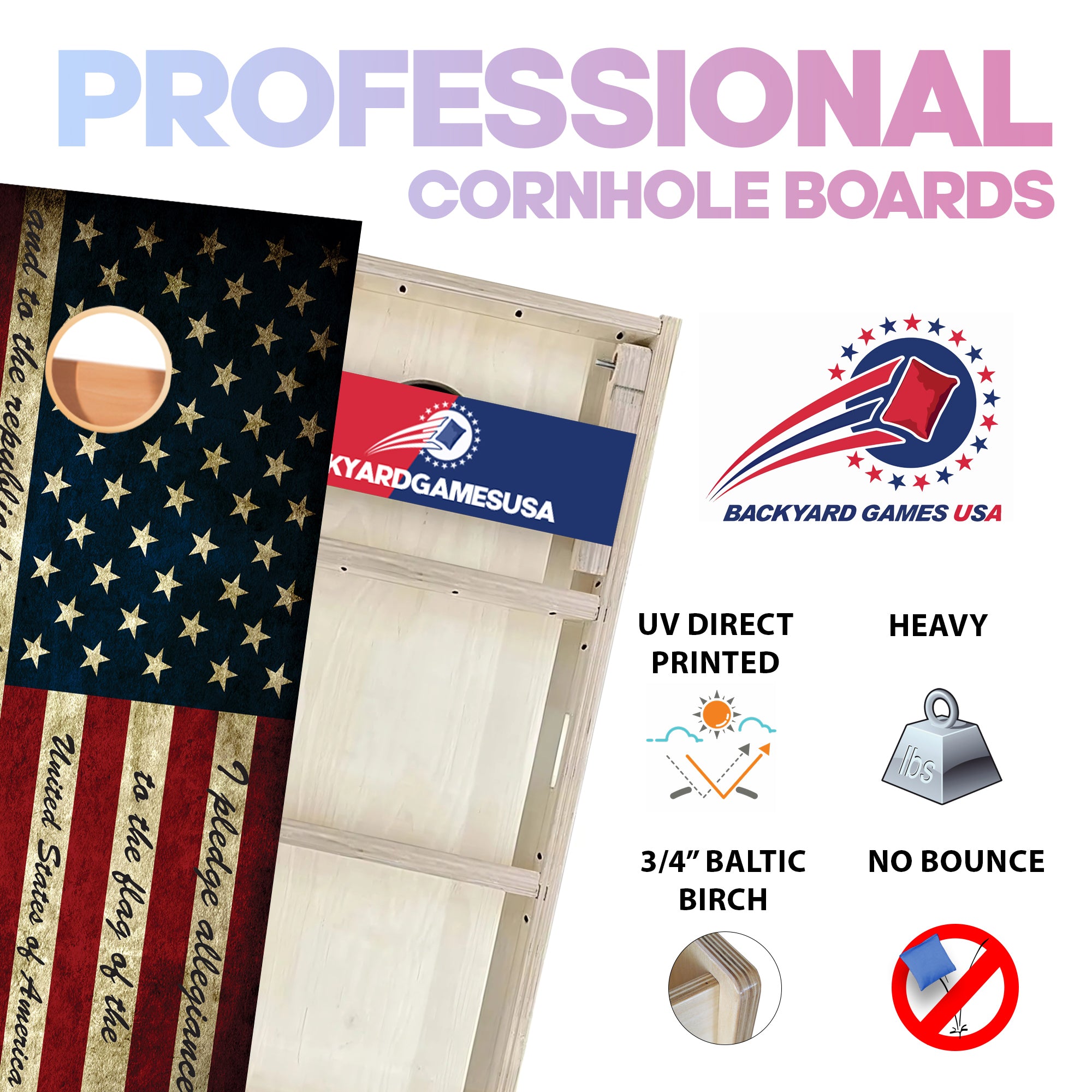 Pledge of Allegiance Professional Cornhole Boards