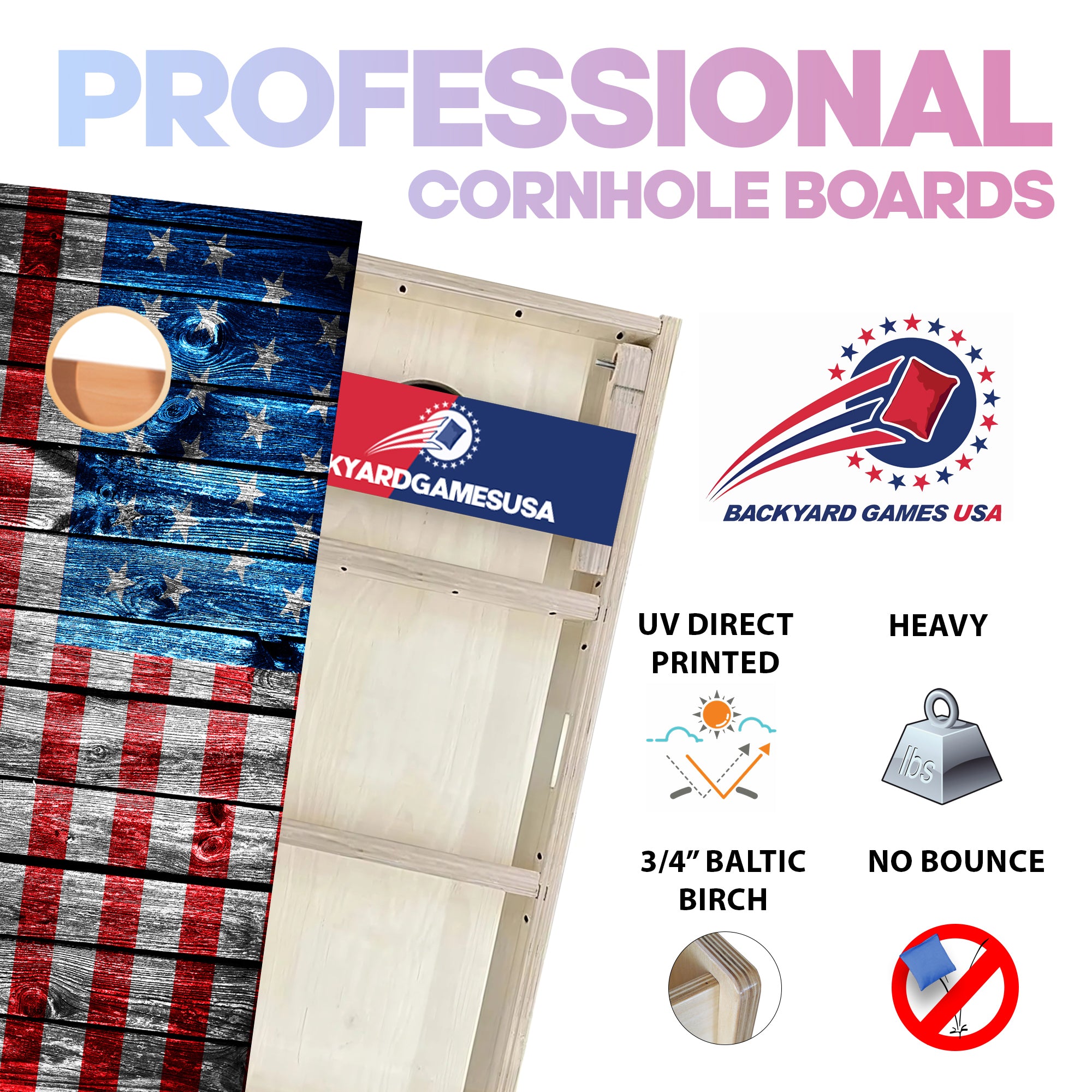 Sideway Wooden Panel Professional Cornhole Boards