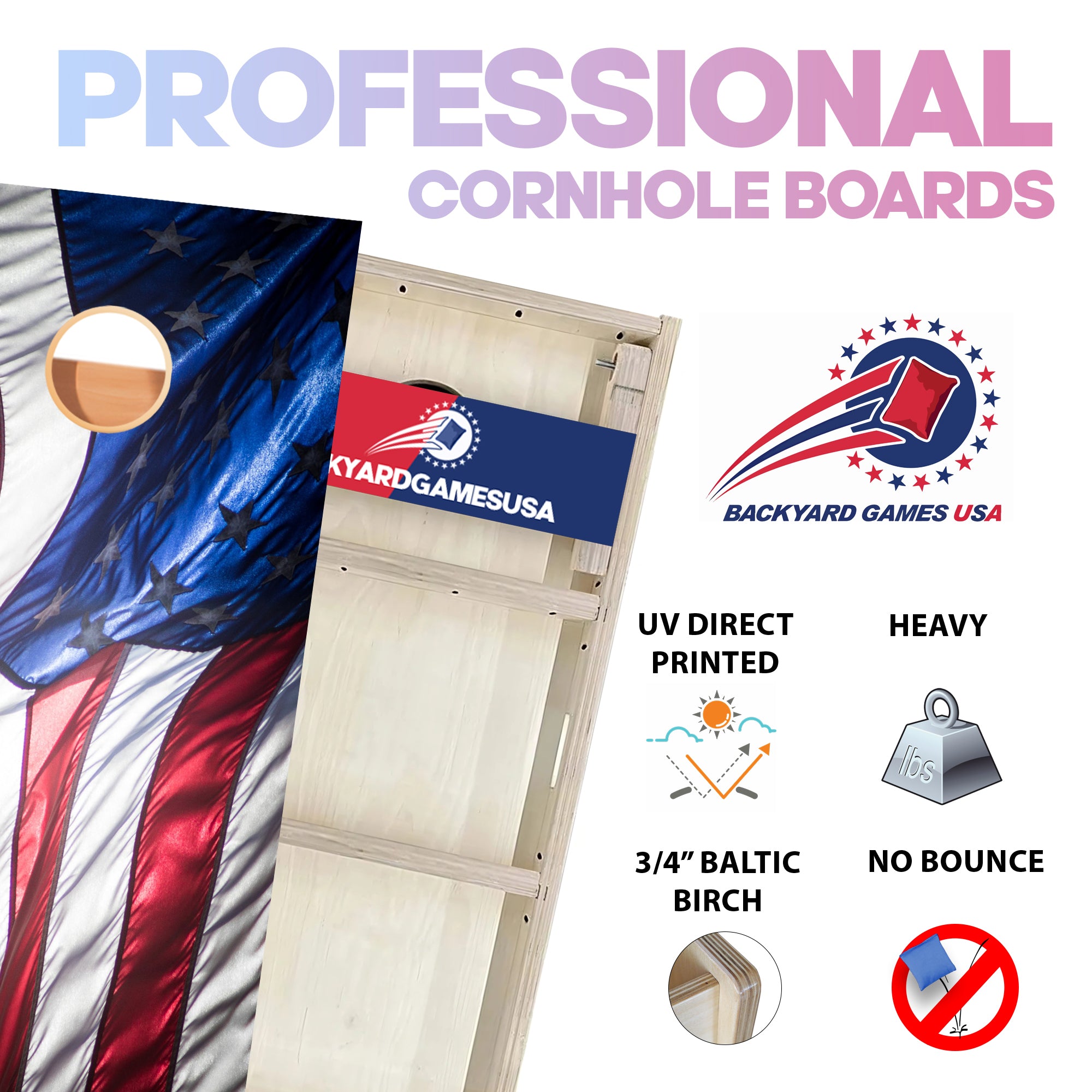 Waving Flag Professional Cornhole Boards