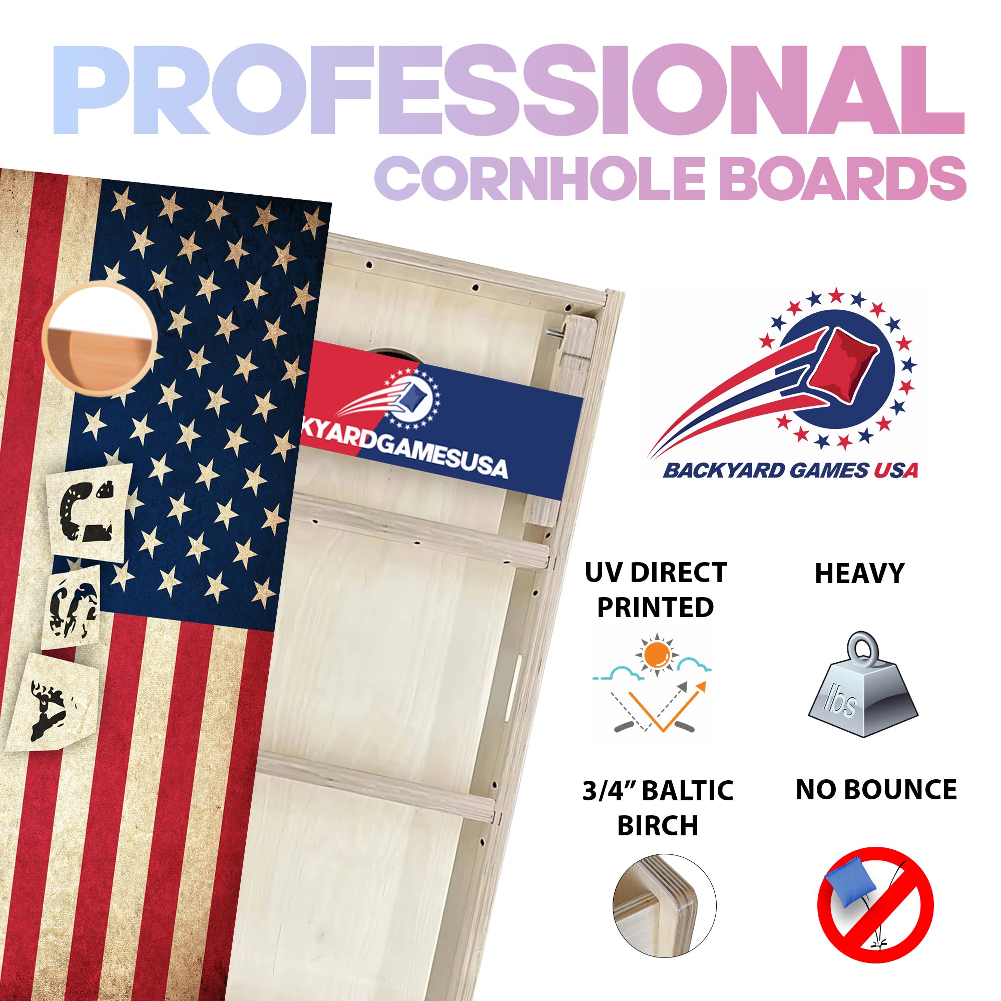 USA Flag Professional Cornhole Boards