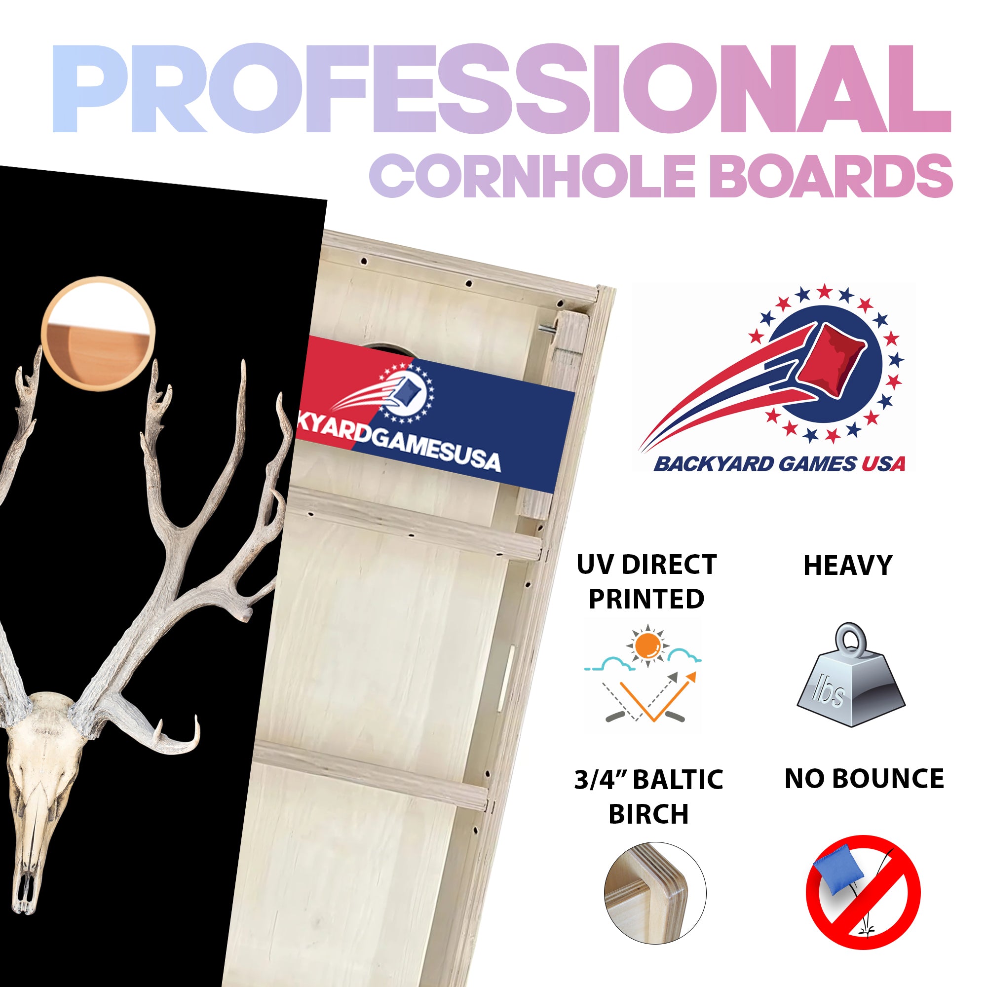 Deer Skull Professional Cornhole Boards
