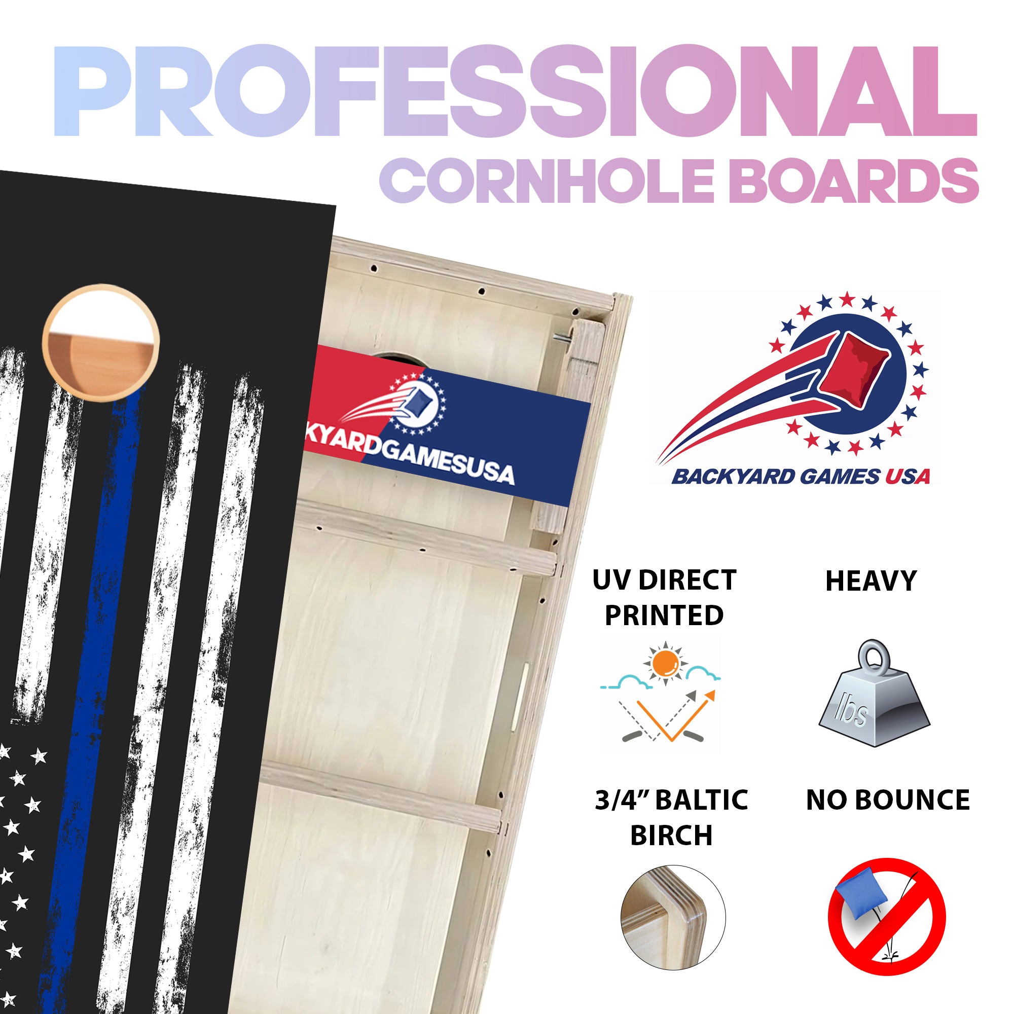 Blue Line Small Professional Cornhole Boards