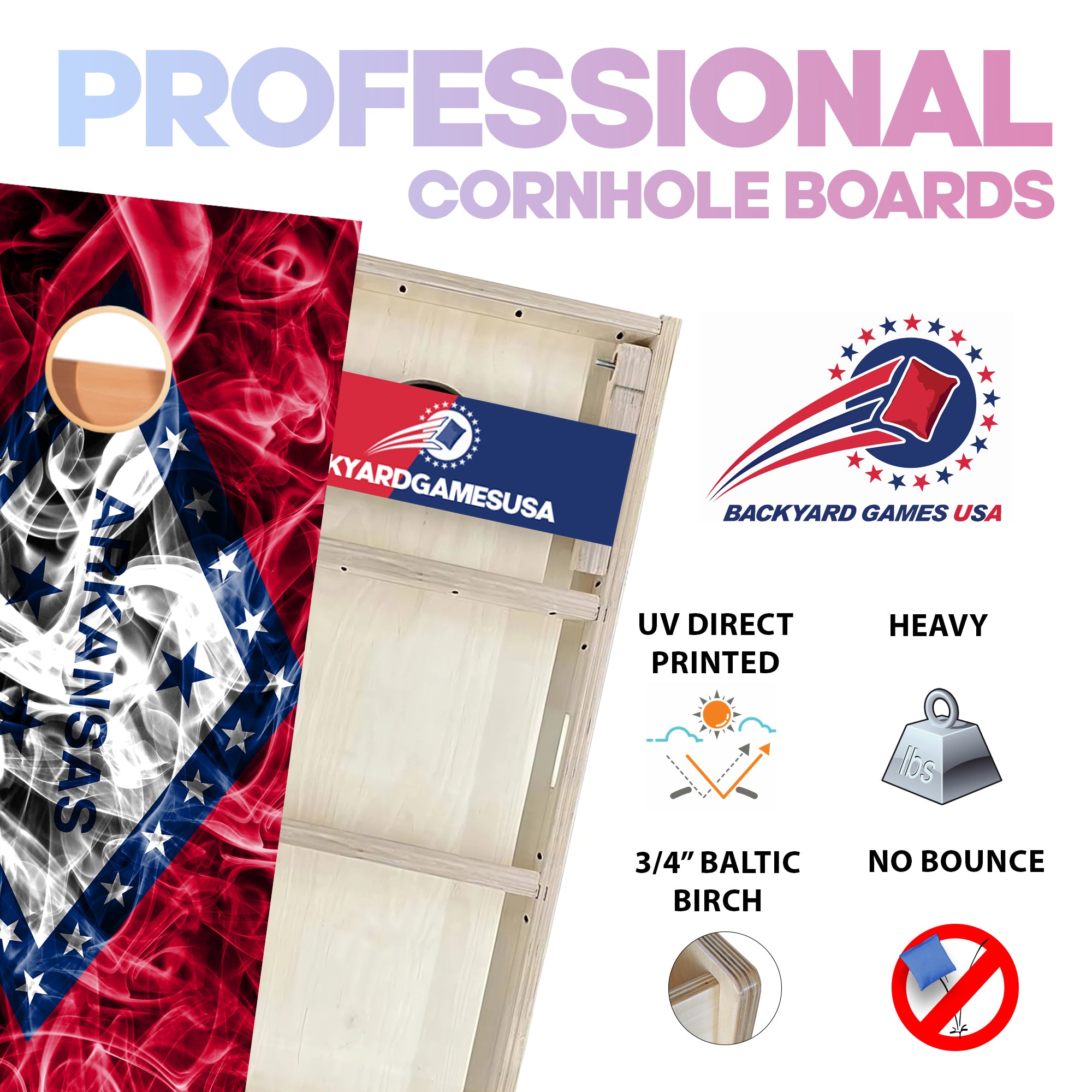 Arkansas Windy Flag Professional Cornhole Boards