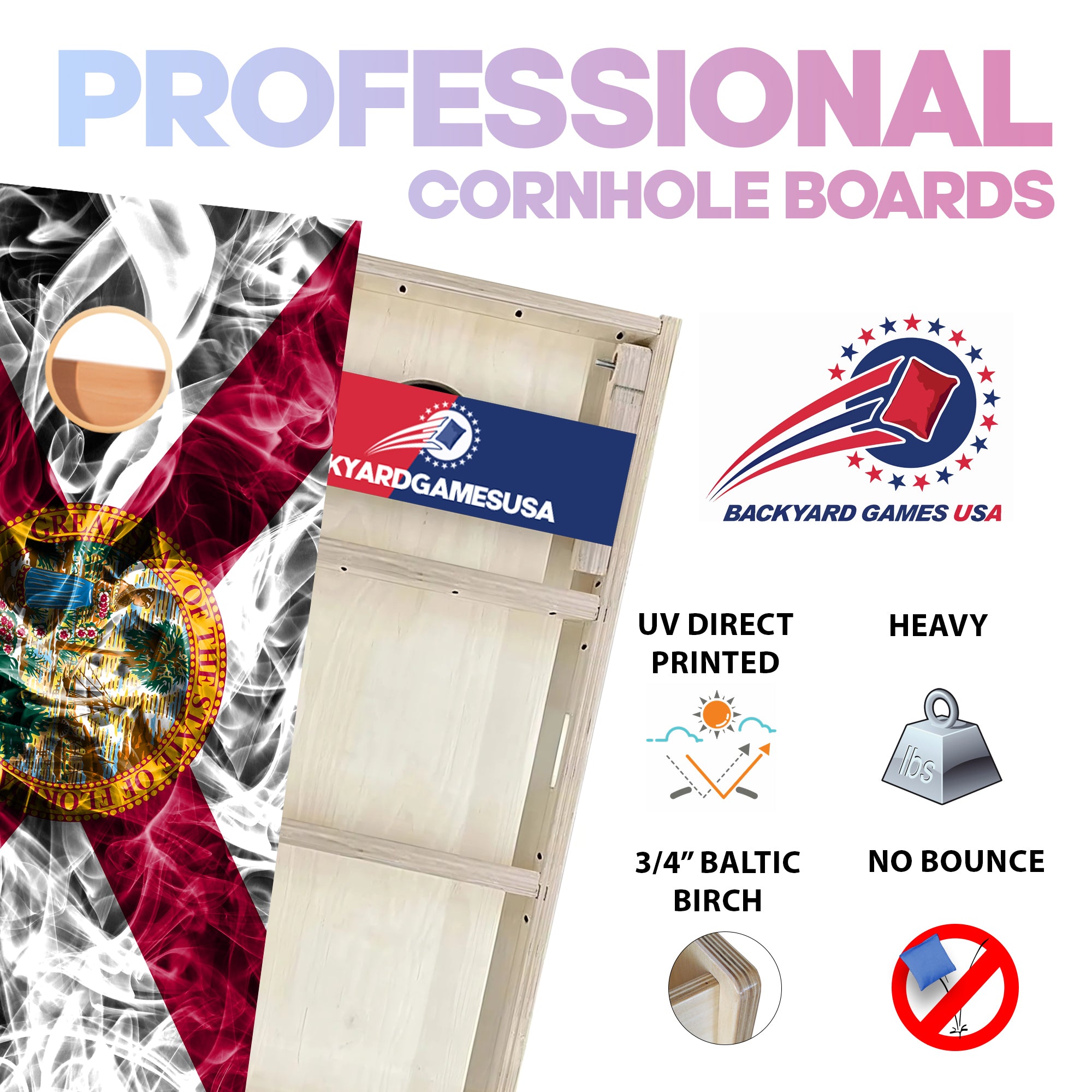 Florida Windy Flag Professional Cornhole Boards