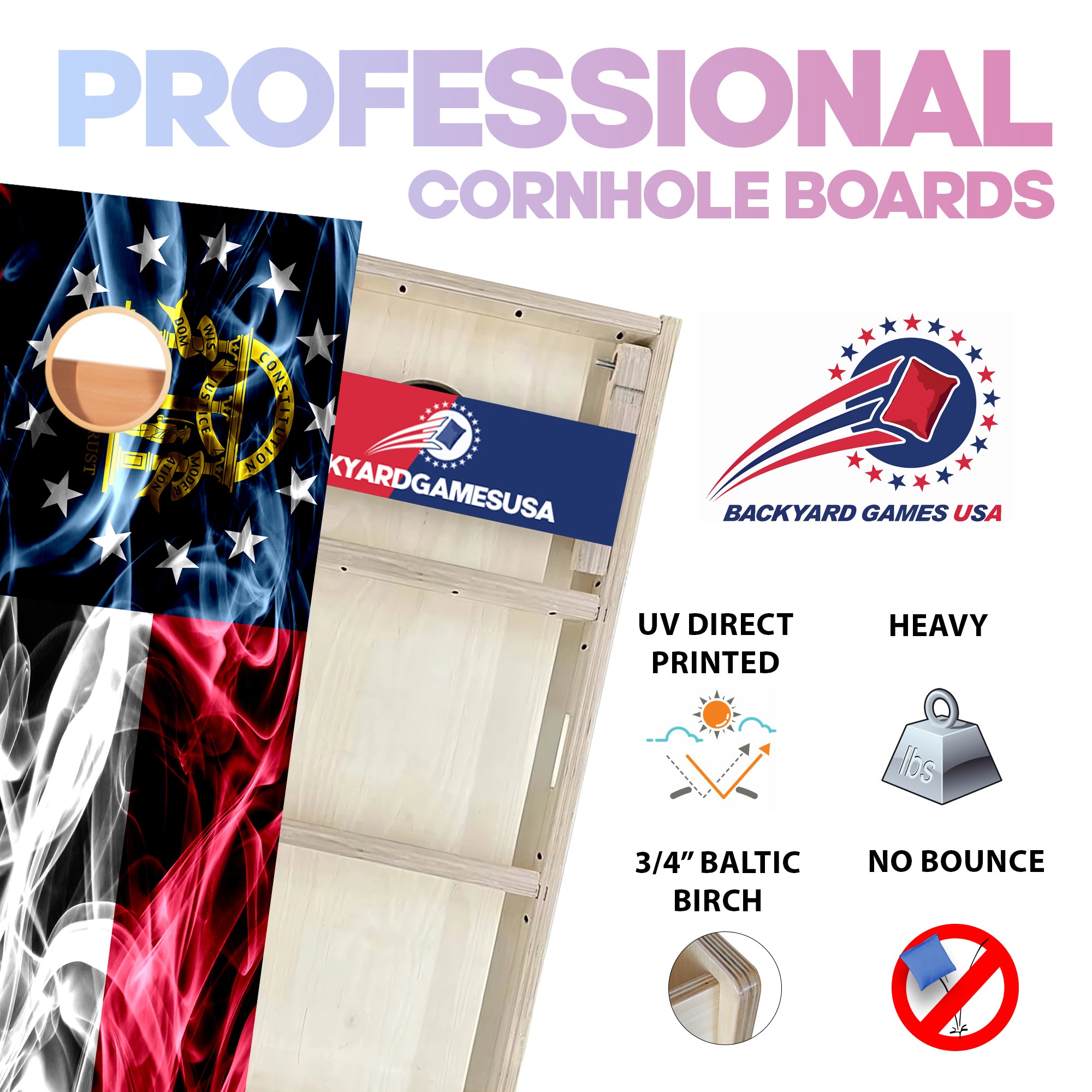 Georgia Windy Flag Professional Cornhole Boards