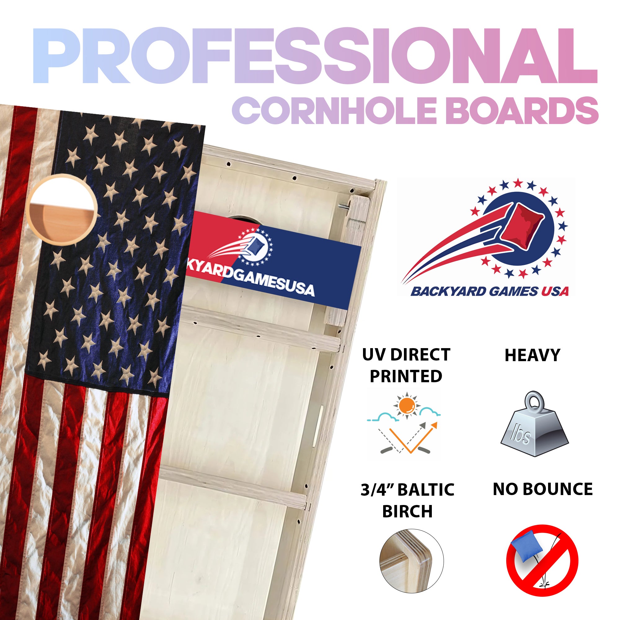 Wrinkled Flag Professional Cornhole Boards